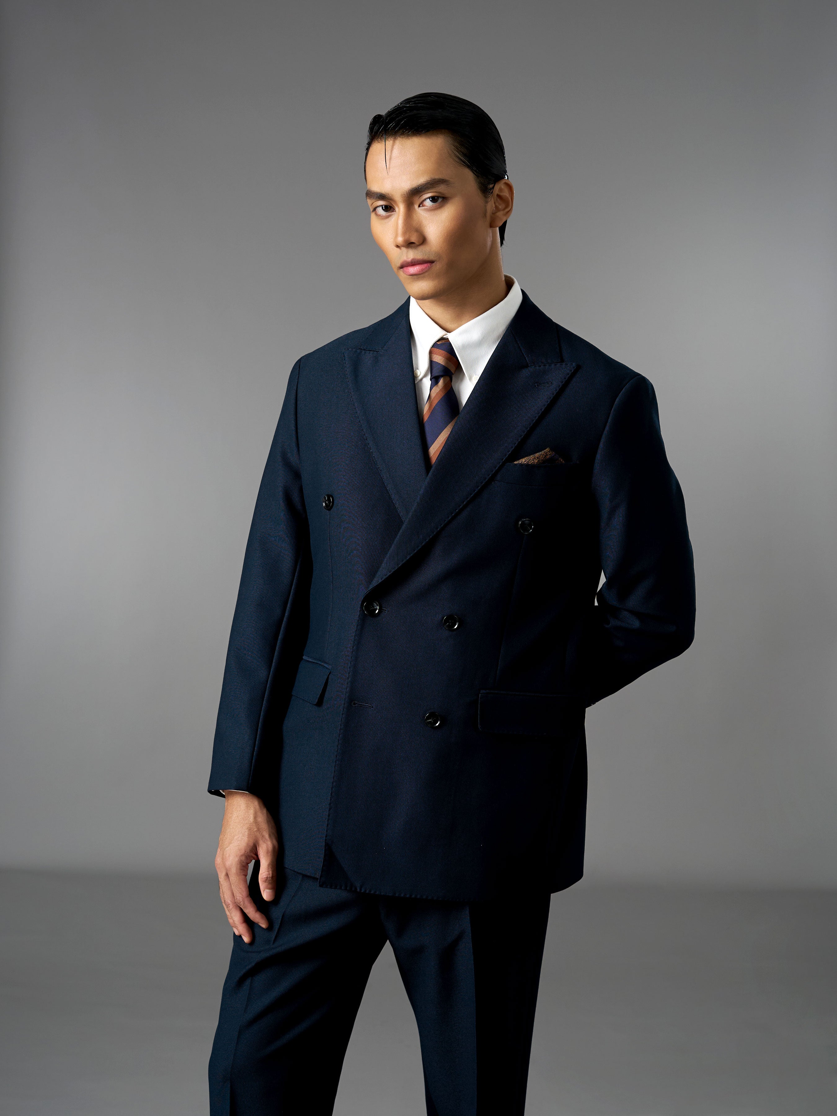 Double Breasted Suit Blazer - Deep Navy (Regular Fit)