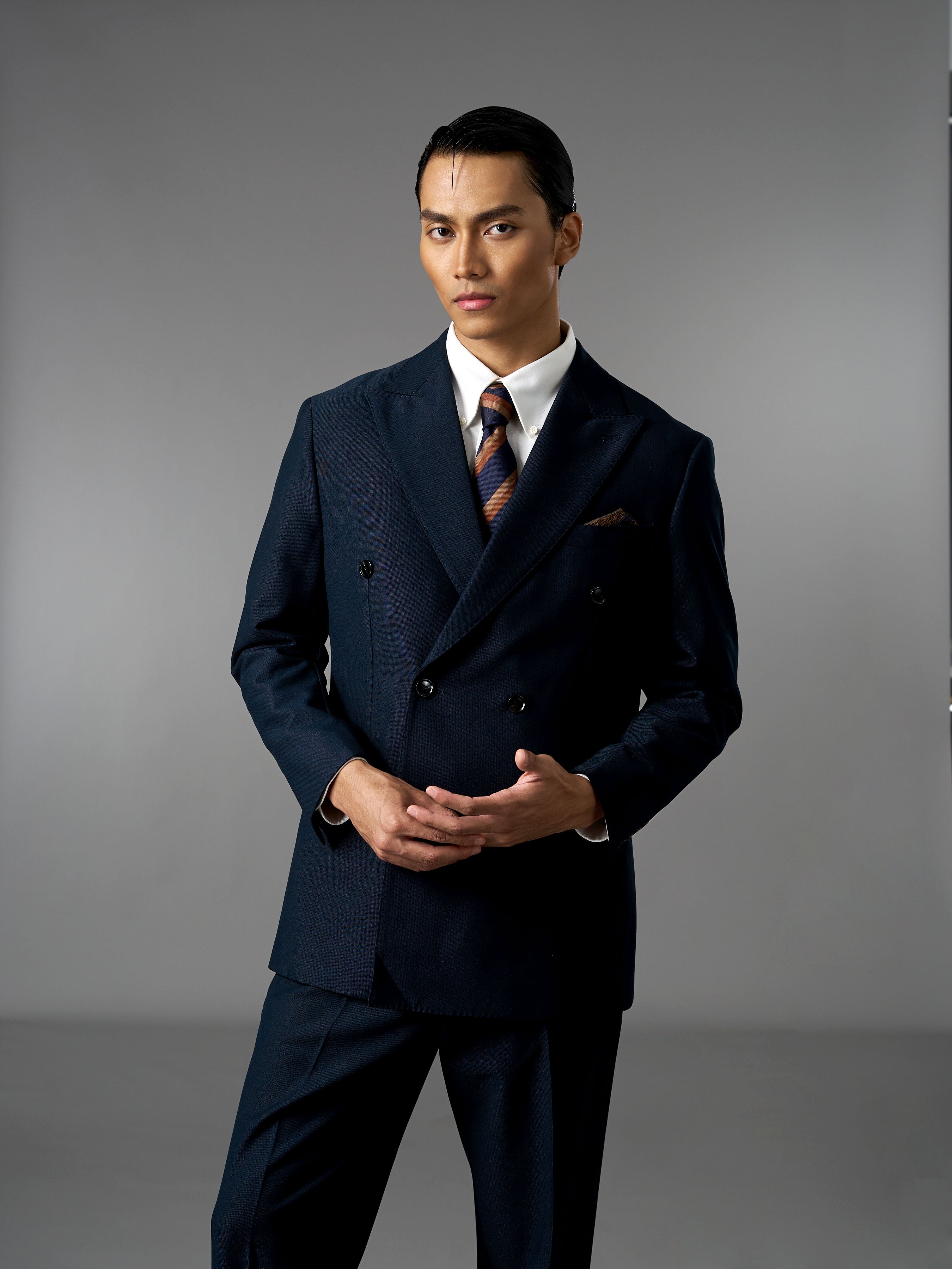 Double Breasted Suit Blazer - Deep Navy (Regular Fit)