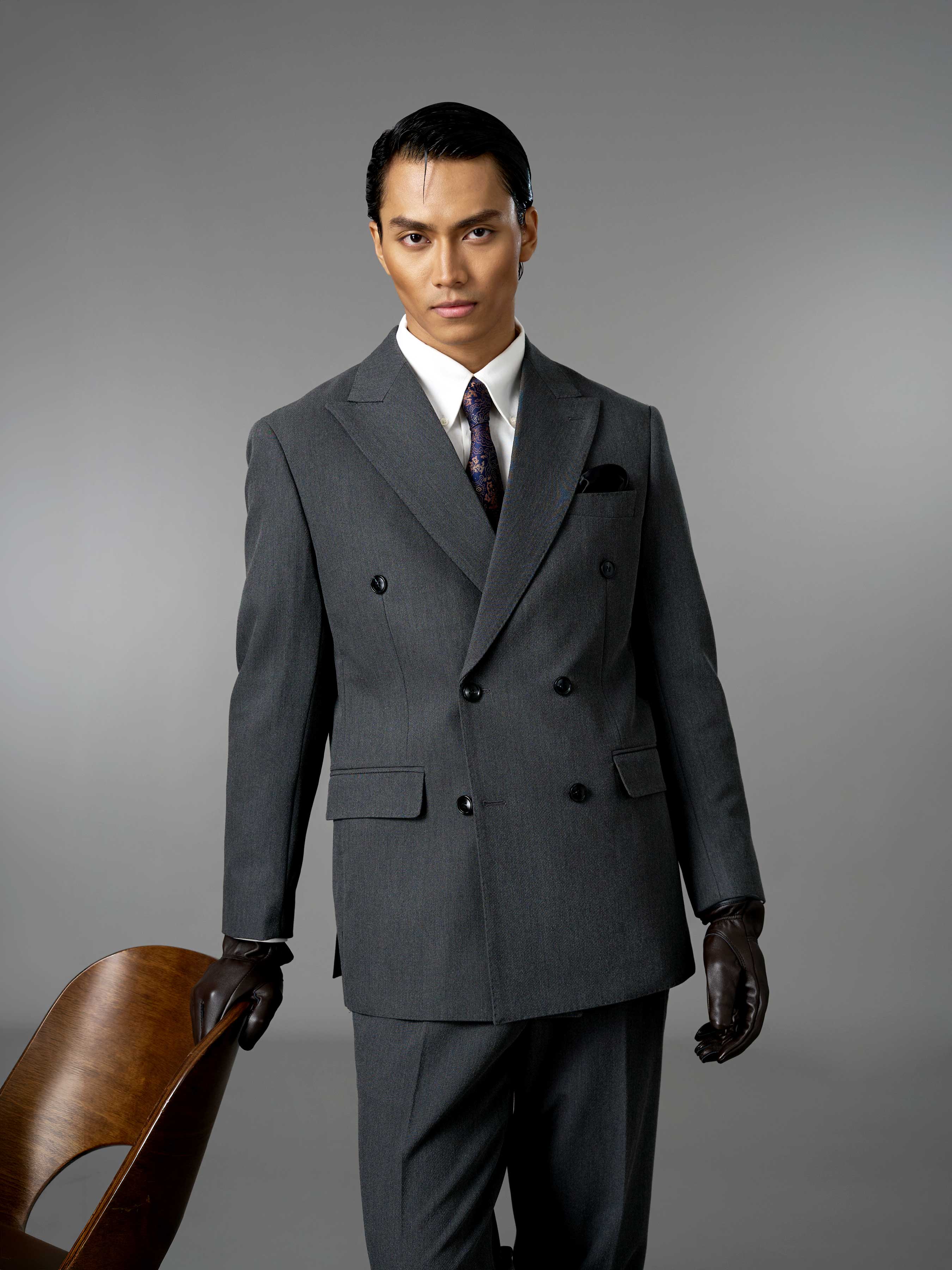 Double Breasted Suit Blazer - Graphite Grey (Regular Fit)