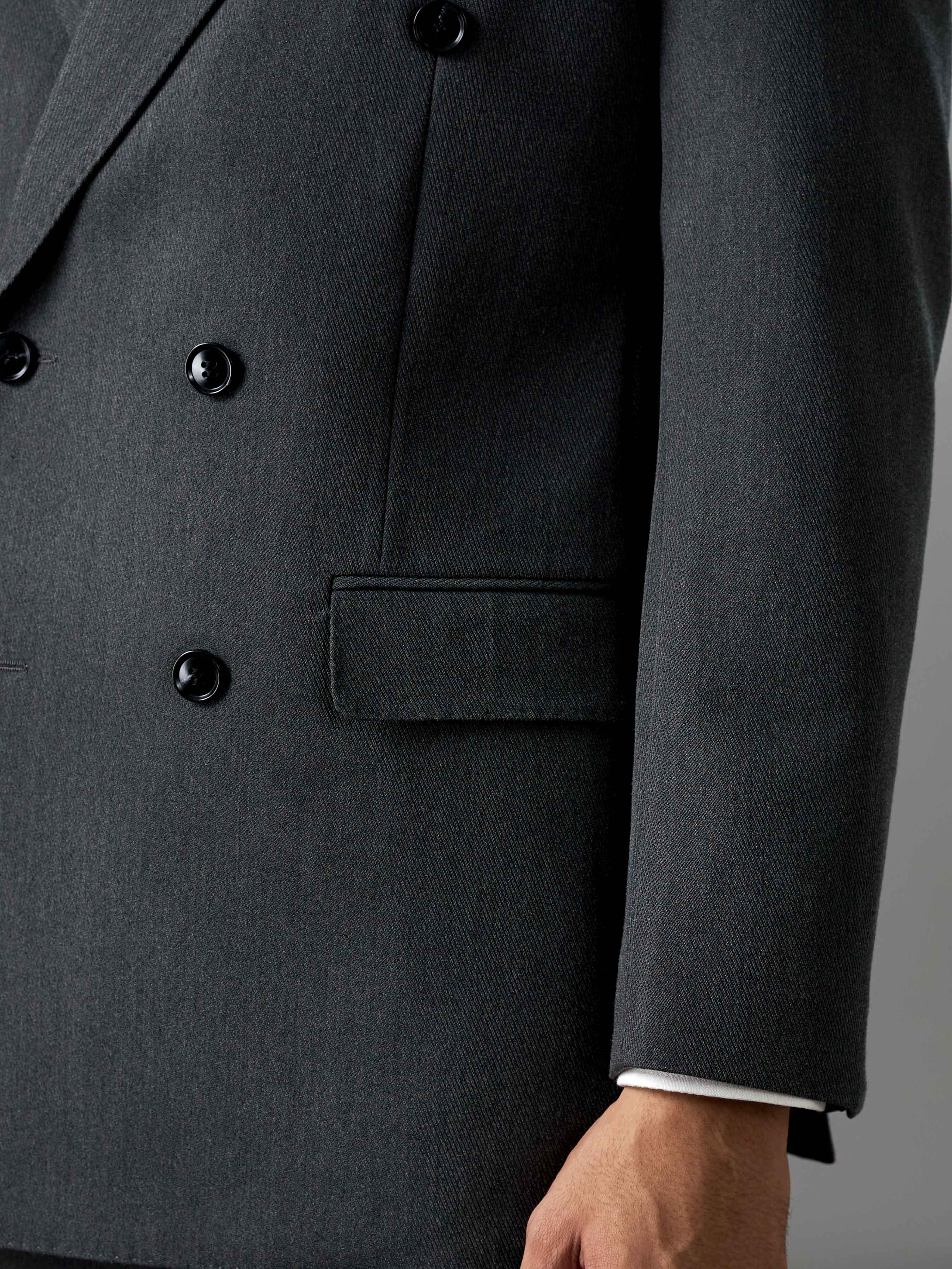 Double Breasted Suit Blazer - Graphite Grey (Regular Fit)