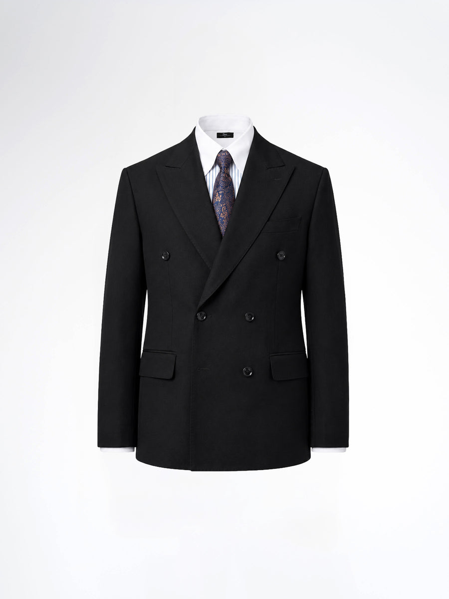 Double Breasted Suit Blazer - Midnight Black (Regular Fit)