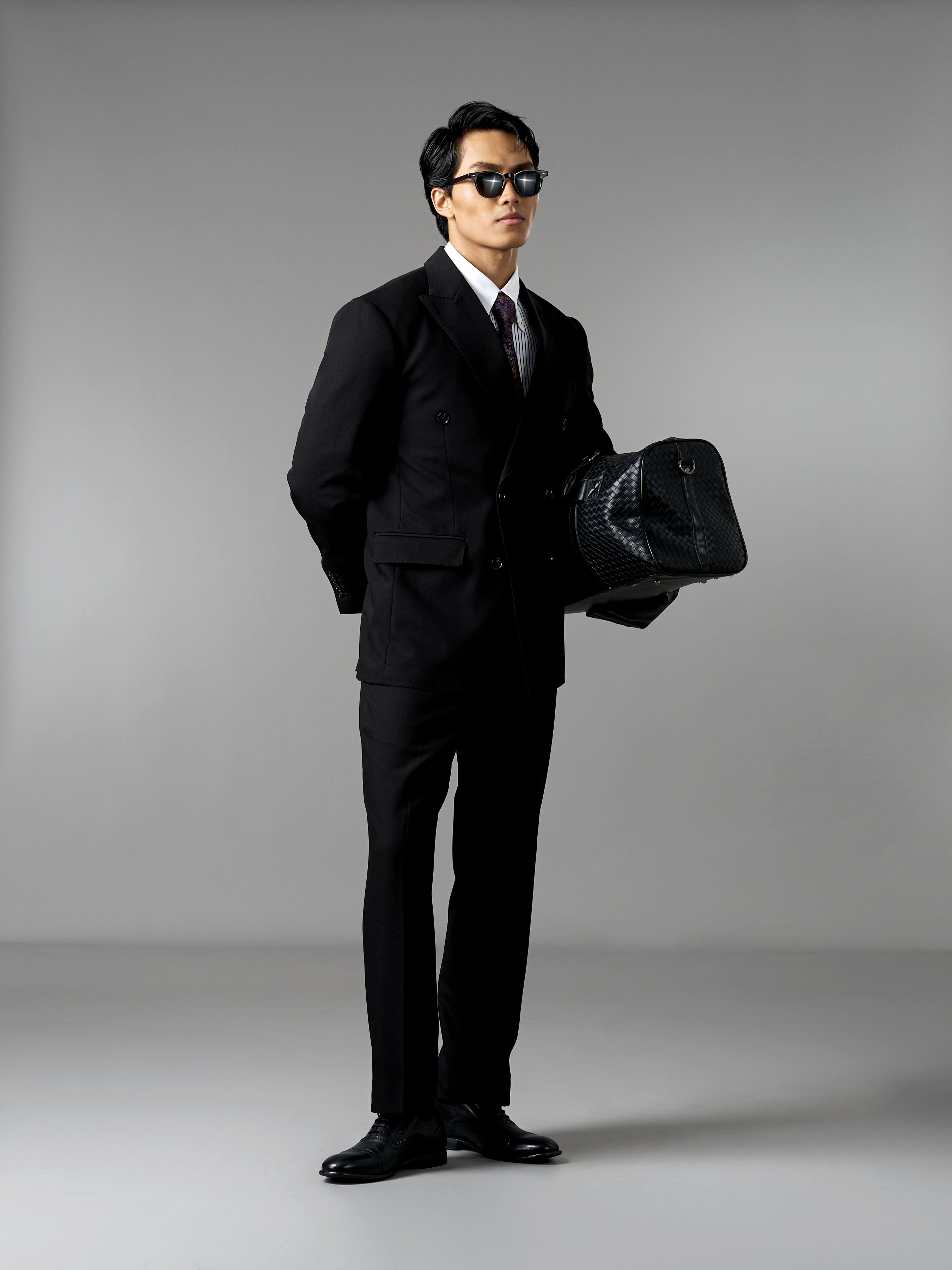 Double Breasted Suit Blazer - Midnight Black (Regular Fit)