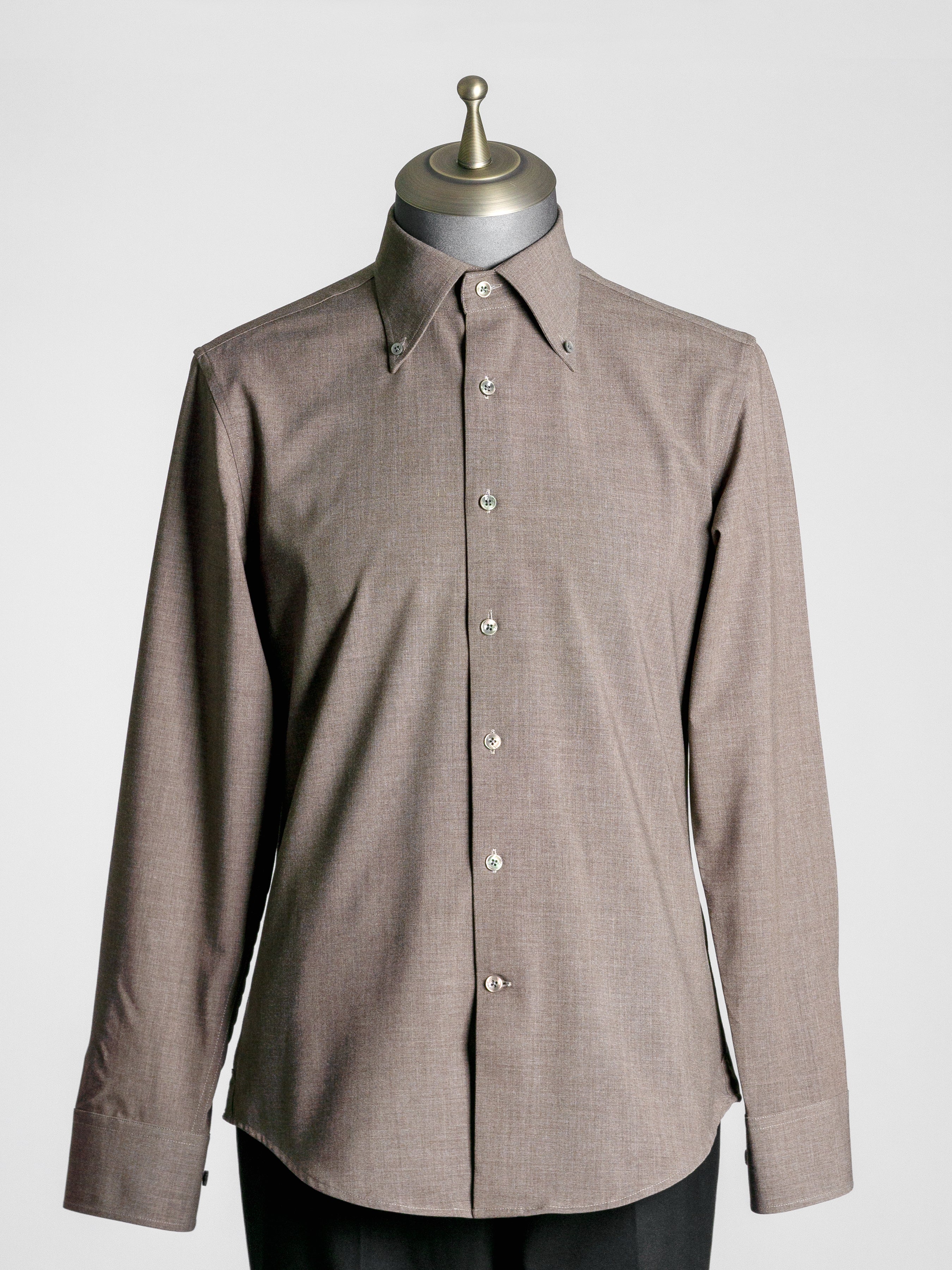 Elio-Formal-Shirt-Coffee-Button-Down-Collar-Front - Zeve