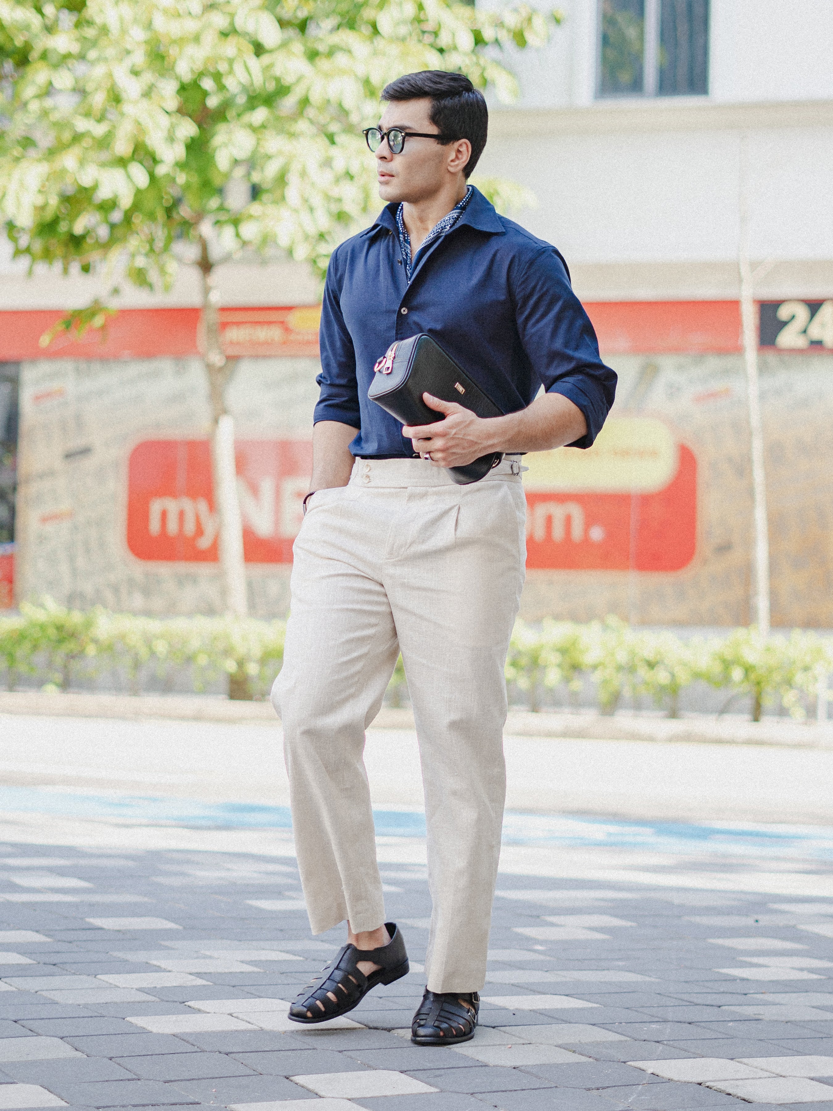 Emanuel Formal Shirt - Navy Blue One-piece Collar