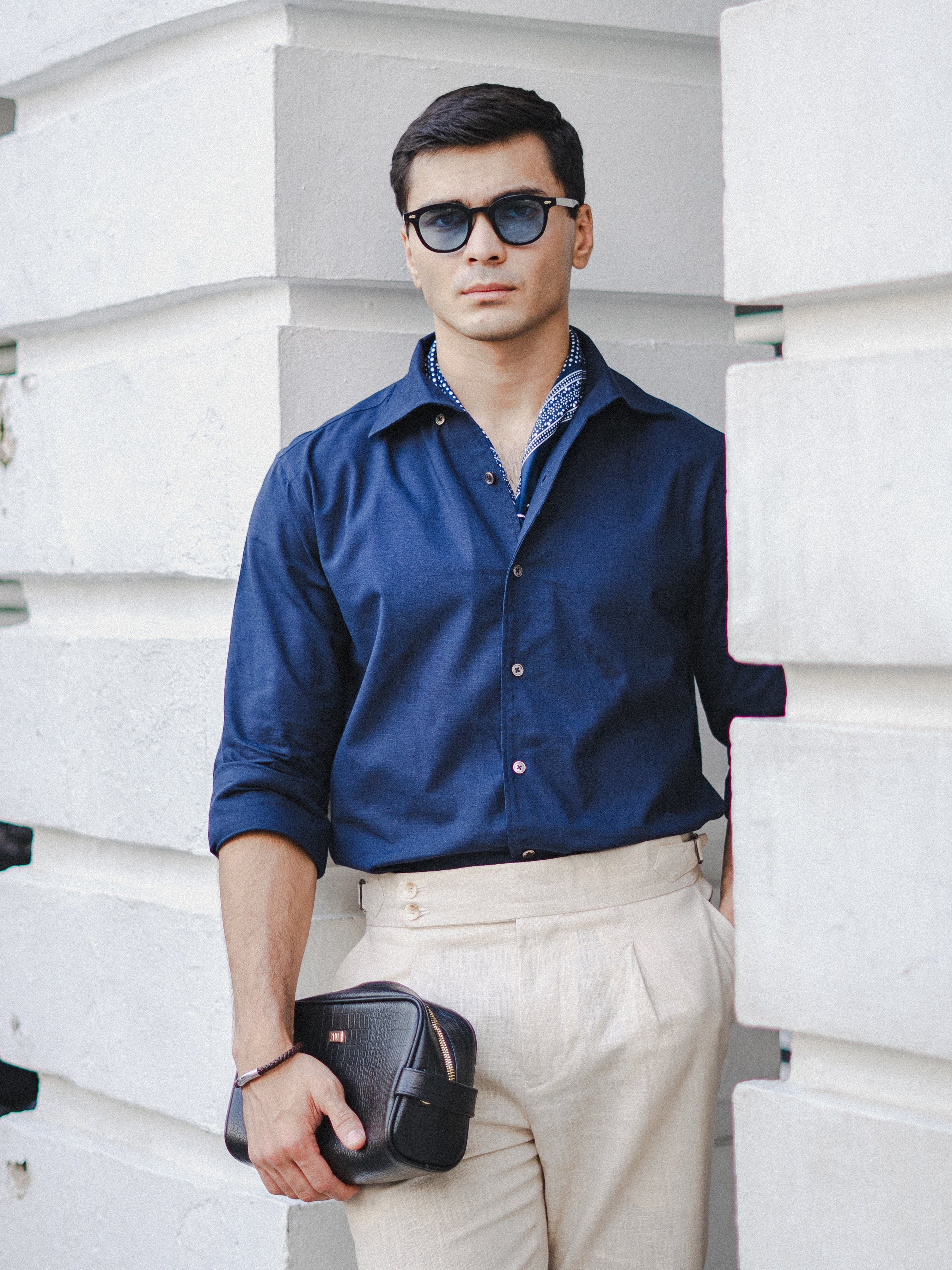 Emanuel Formal Shirt - Navy Blue One-piece Collar