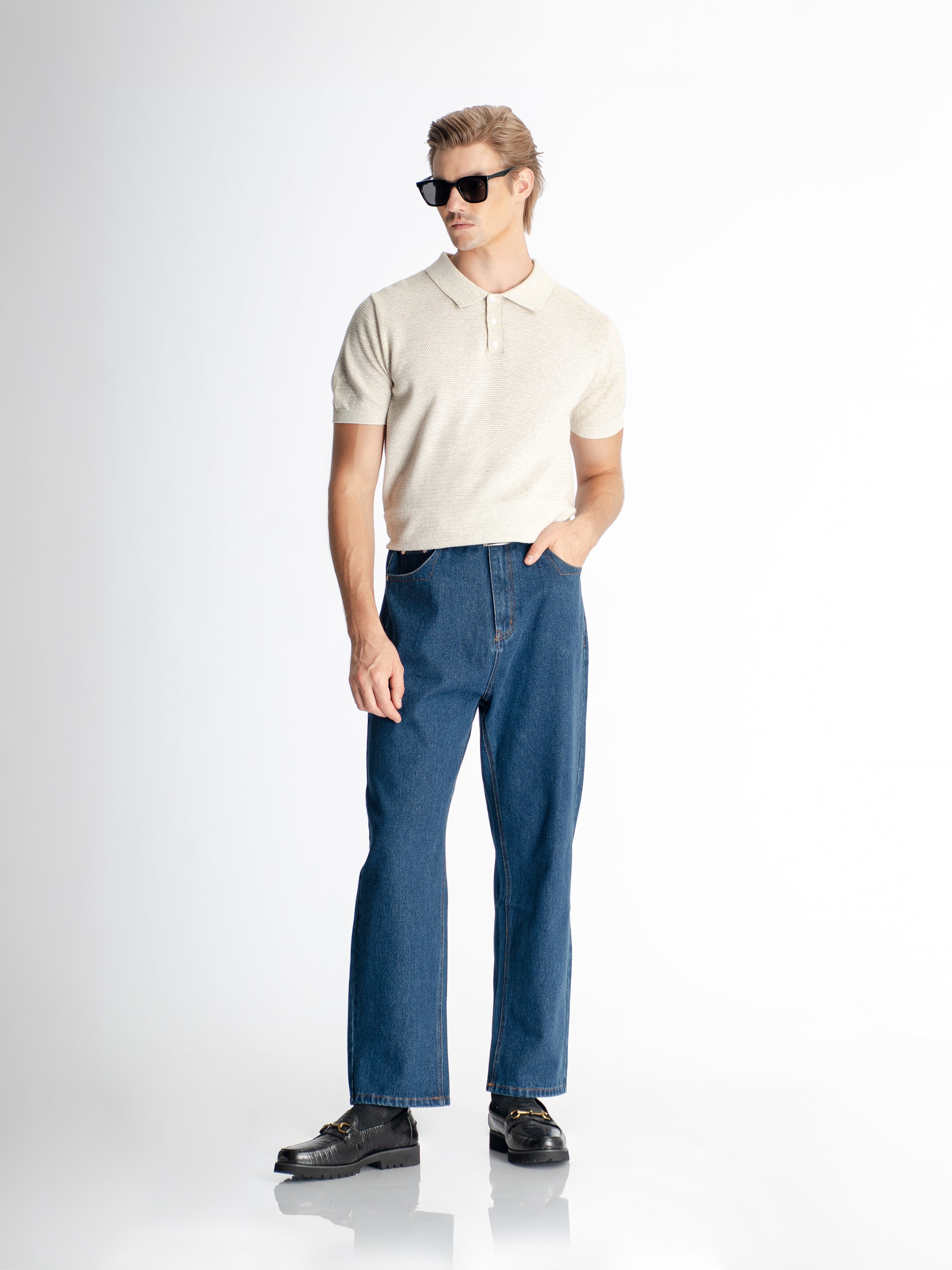 Ezra Knit Polo Tee - Beige