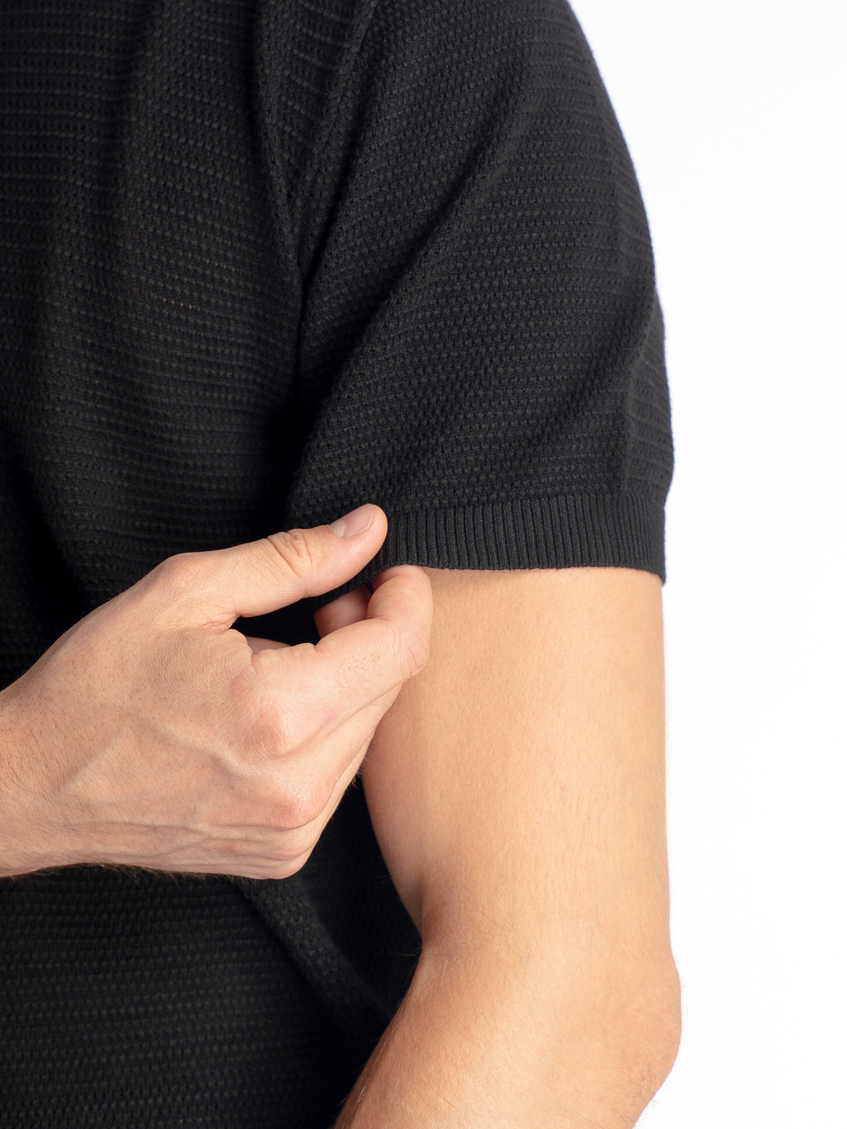 Ezra Knit Polo Tee - Black