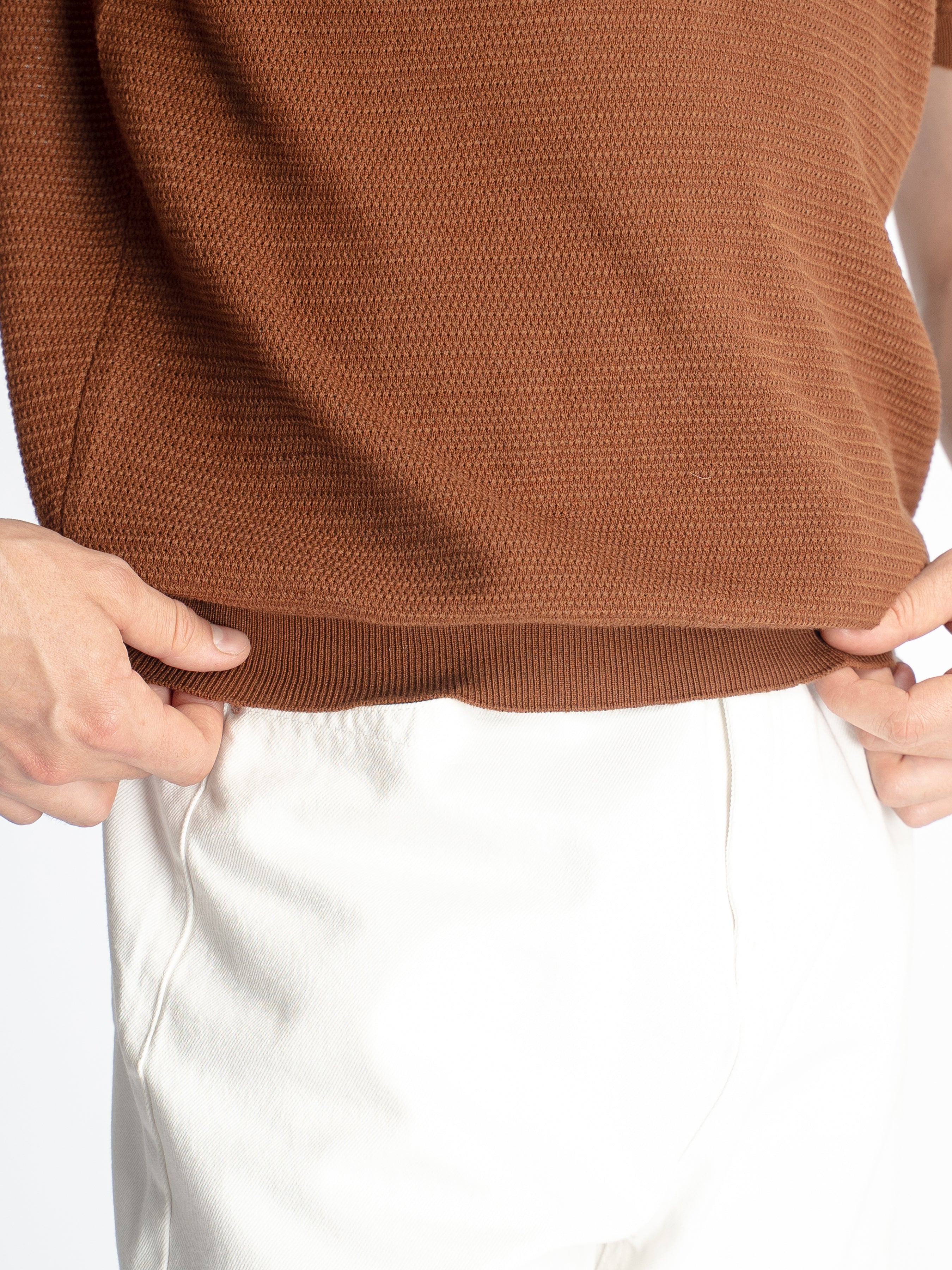 Ezra Knit Polo Tee - Coffee