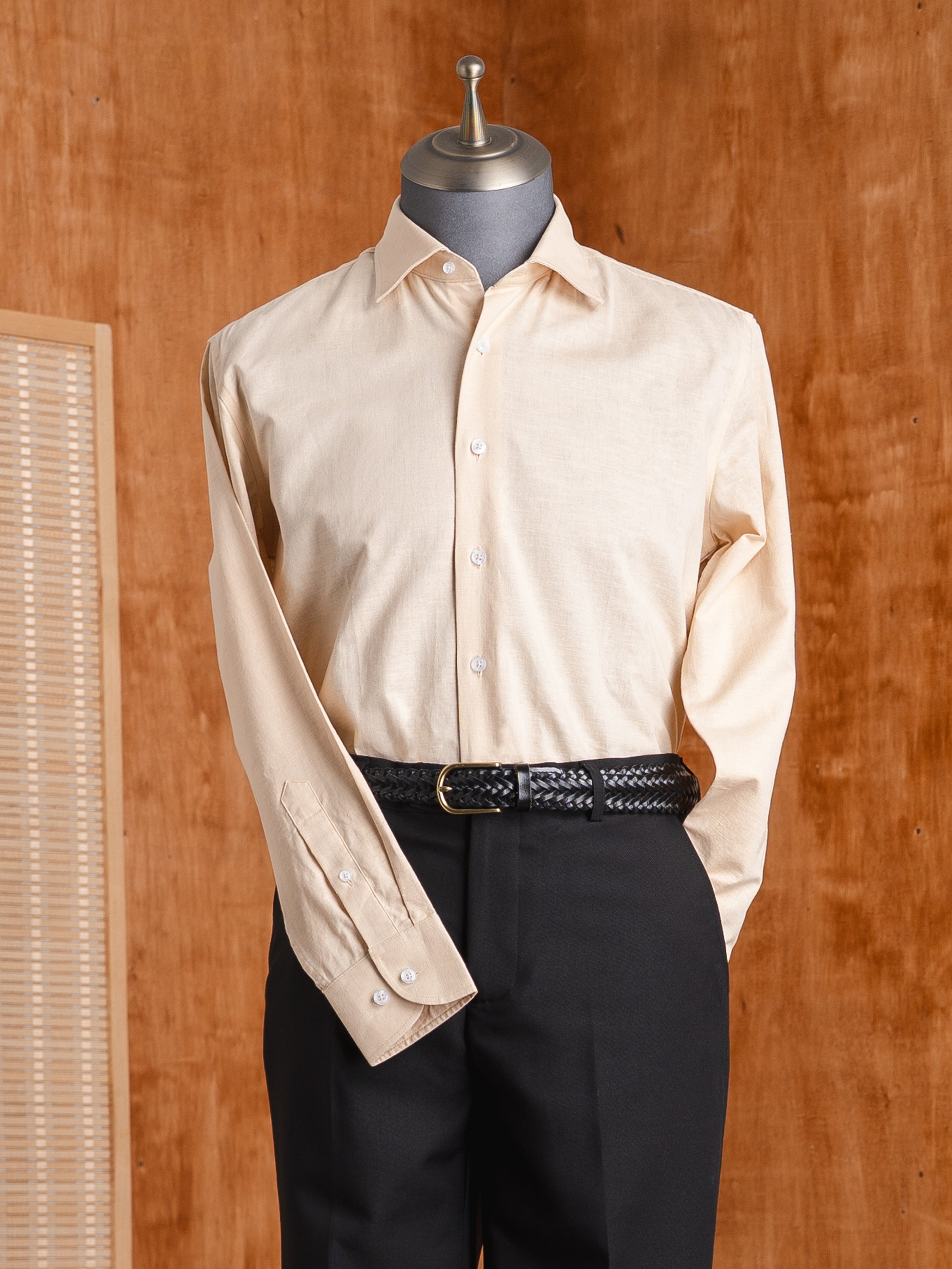 Franco Linen Shirt - Beige Windsor Collar