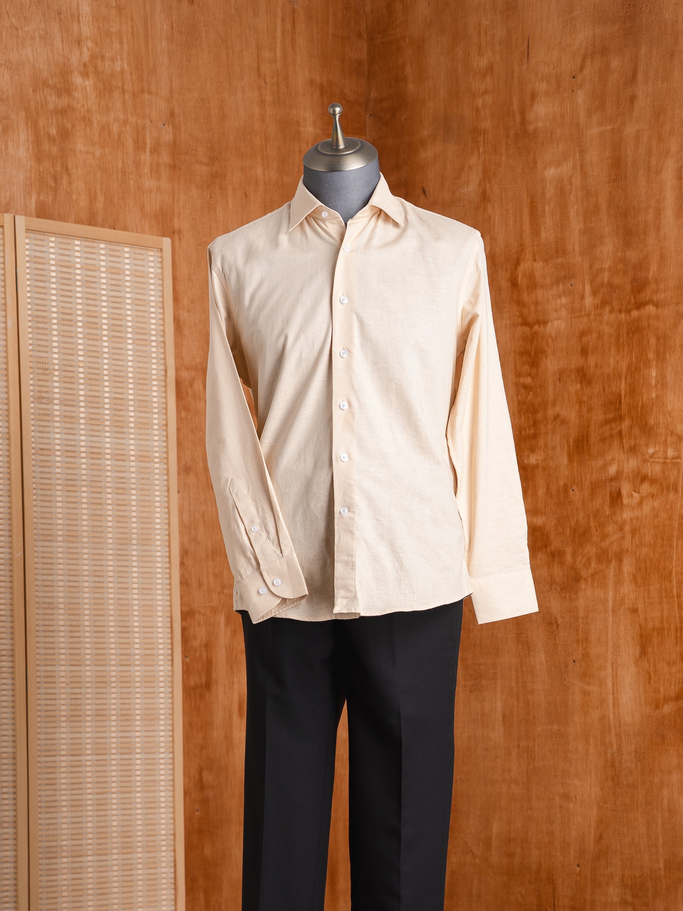 Franco Linen Shirt - Beige Windsor Collar
