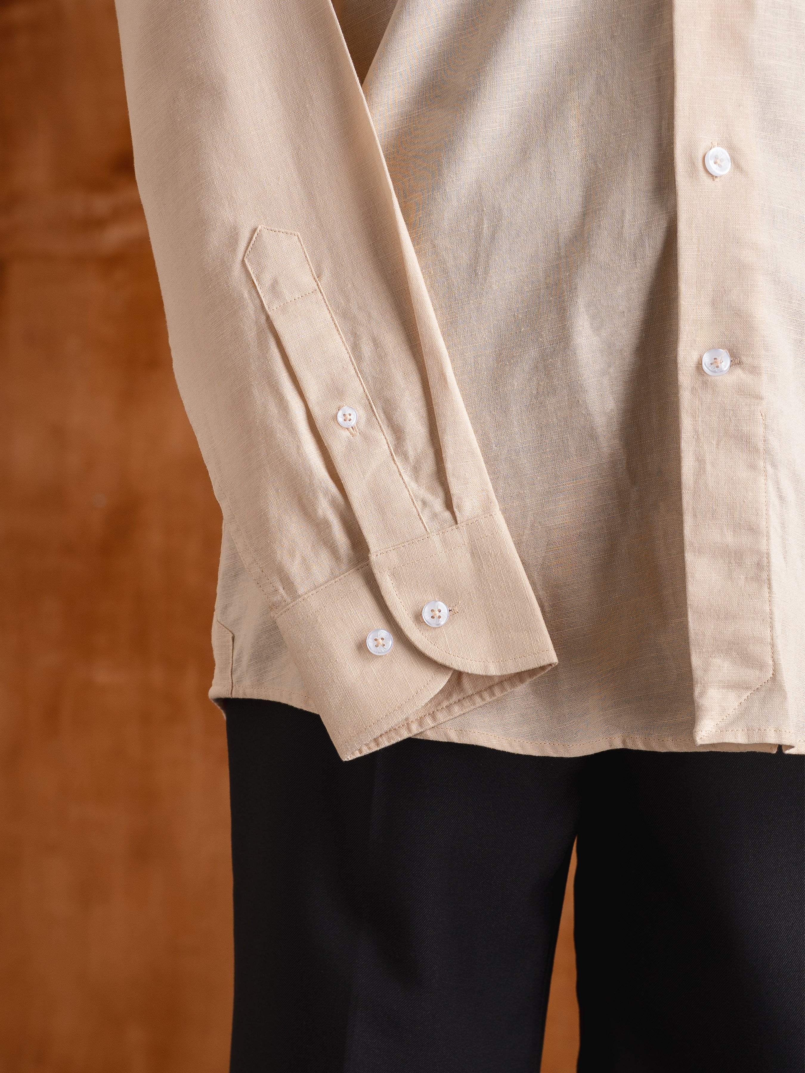 Franco Linen Shirt - Beige Windsor Collar