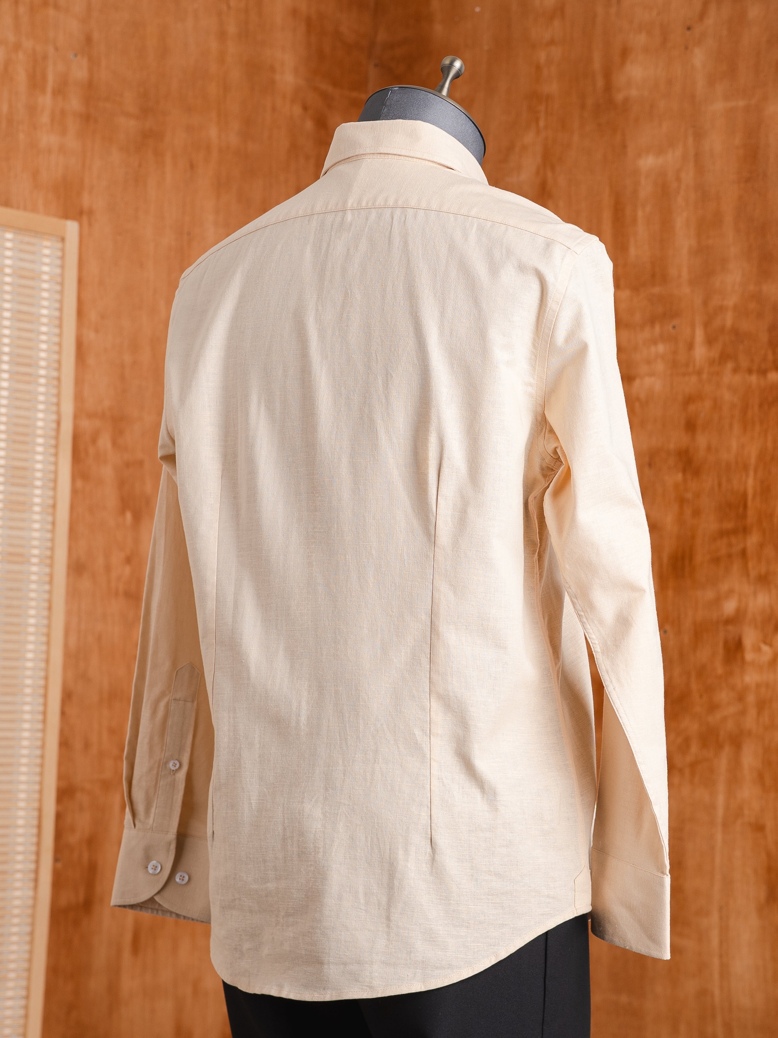 Franco Linen Shirt - Beige Windsor Collar