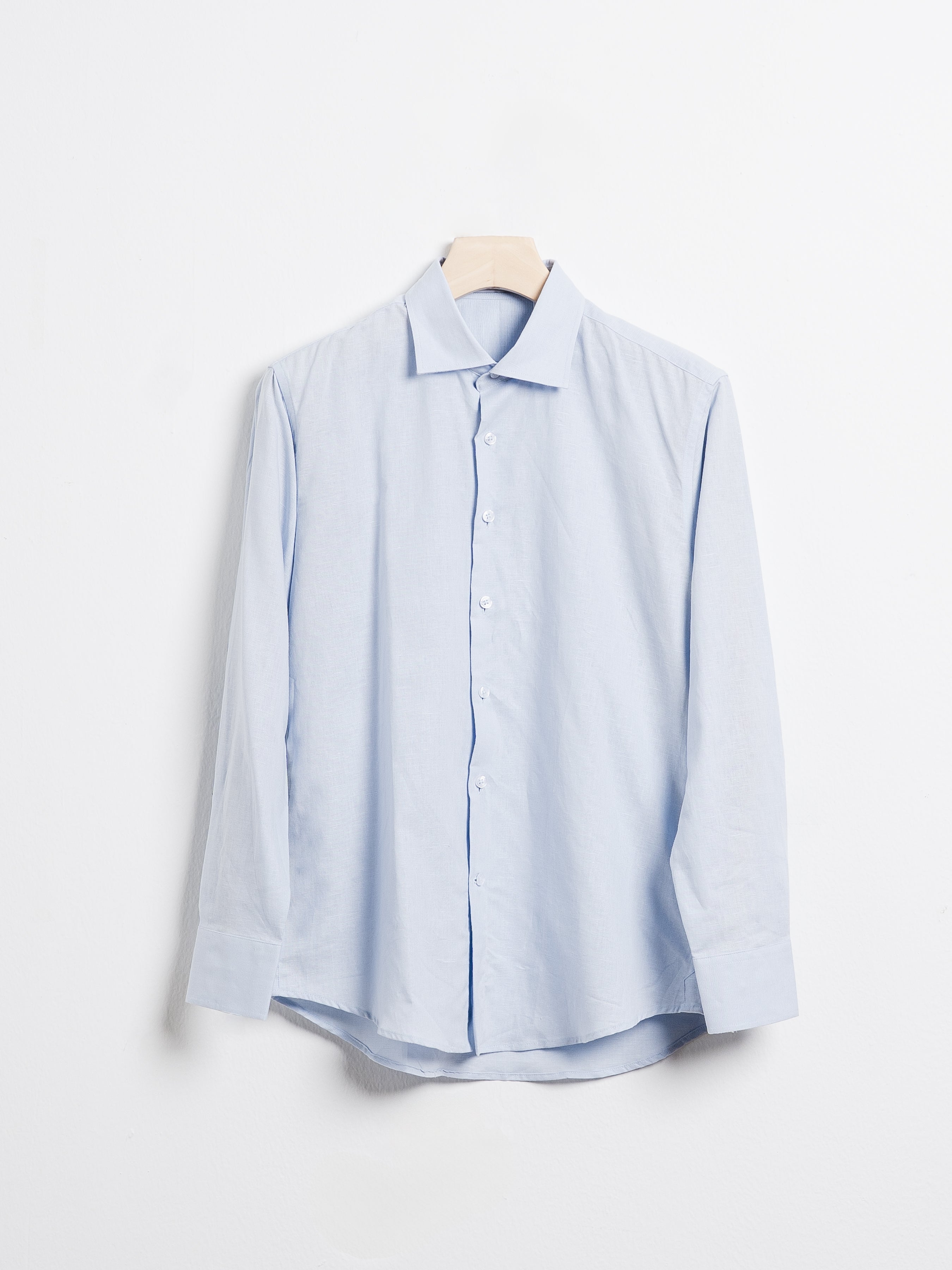Franco Linen Shirt - Light Blue Windsor Collar