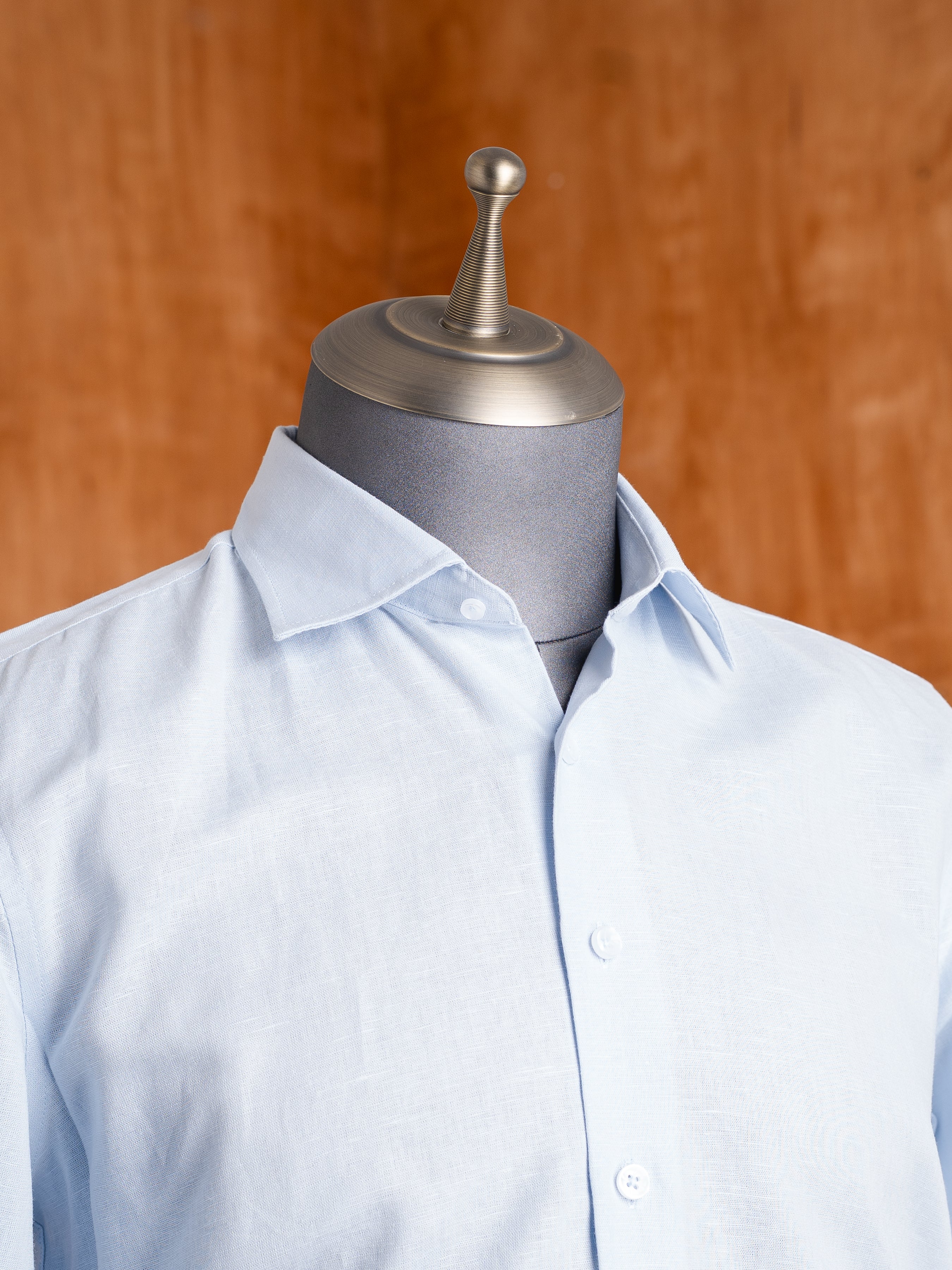 Franco Linen Shirt - Light Blue Windsor Collar