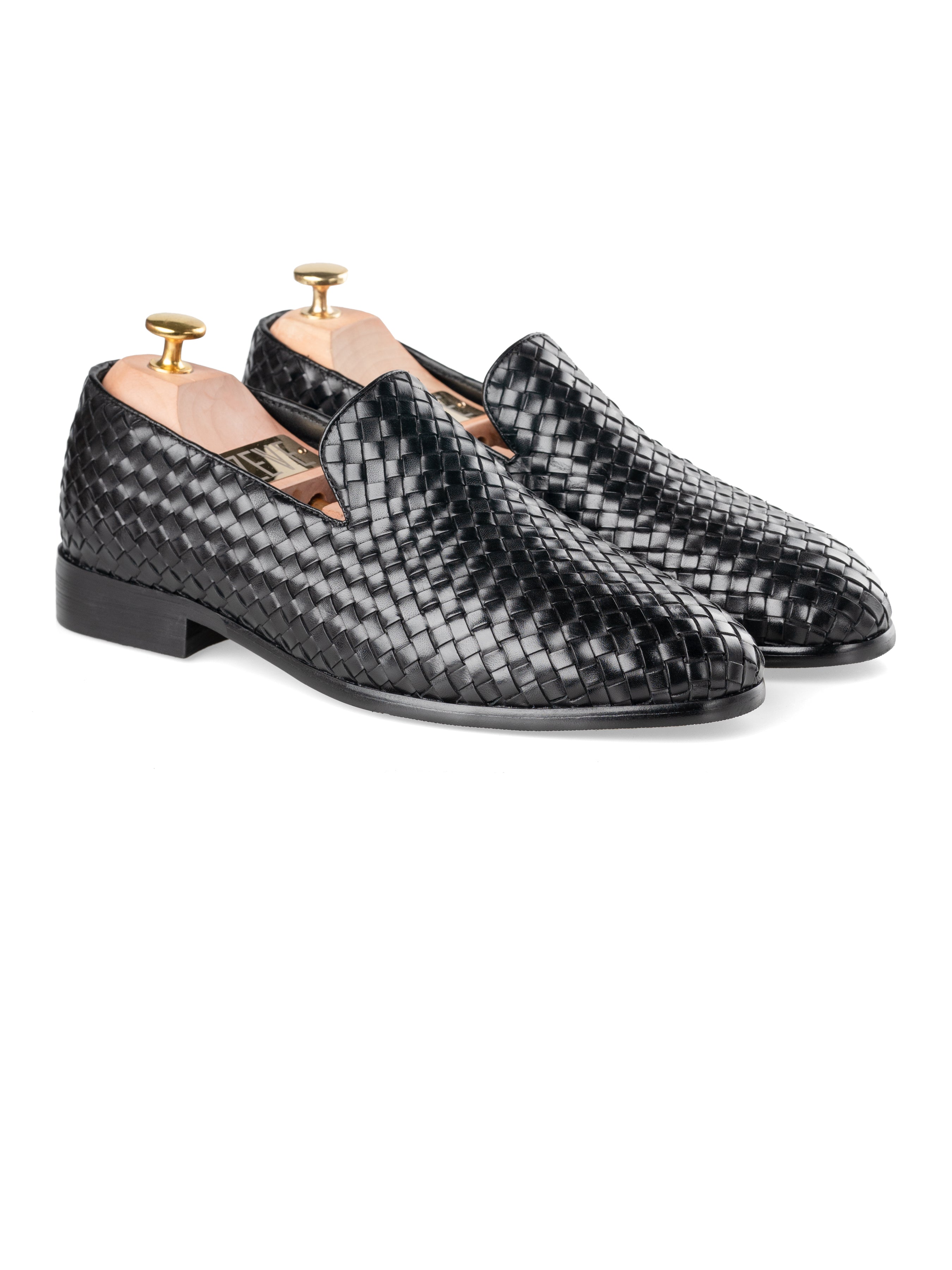 Front-Loafer-Slipper-Black-Weave - Zeve