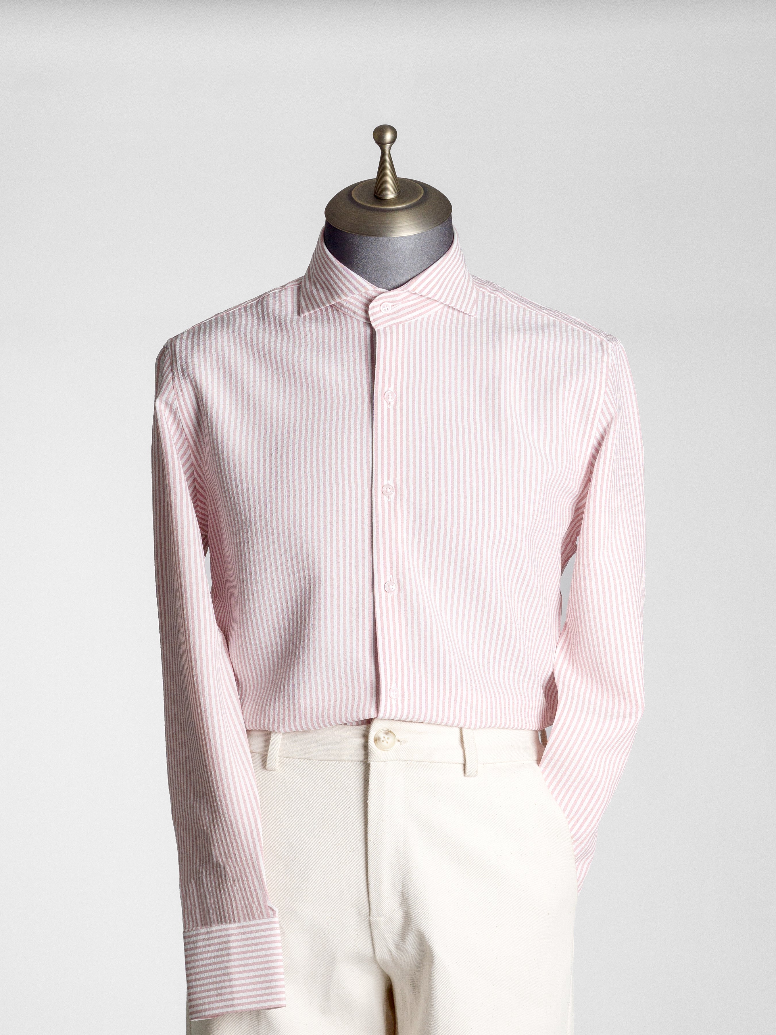 Front-Seersucker-Striped-Shirt-Mauve - Zeve