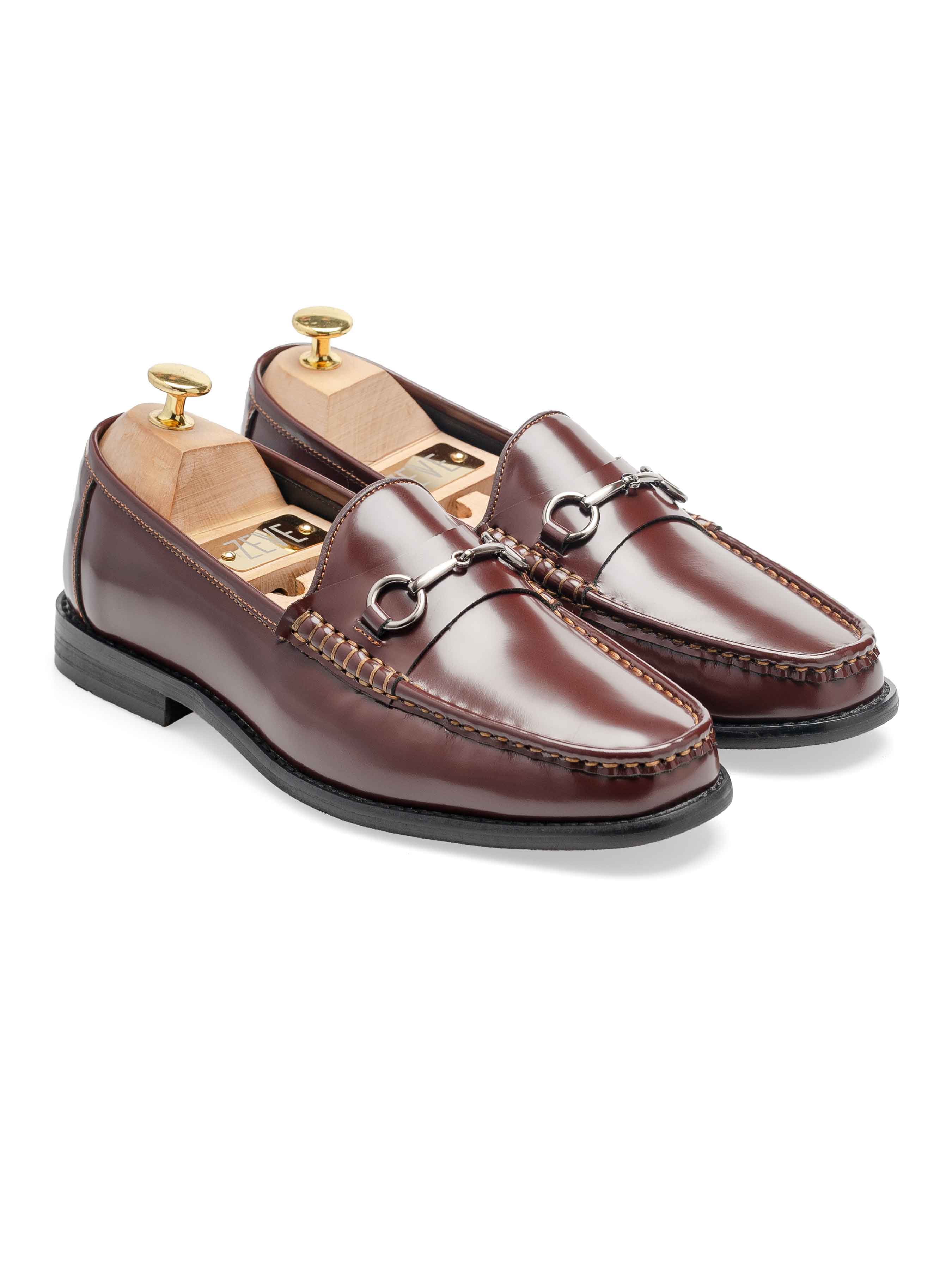 Horsebit Moccasin Loafer - Brown Polished Leather