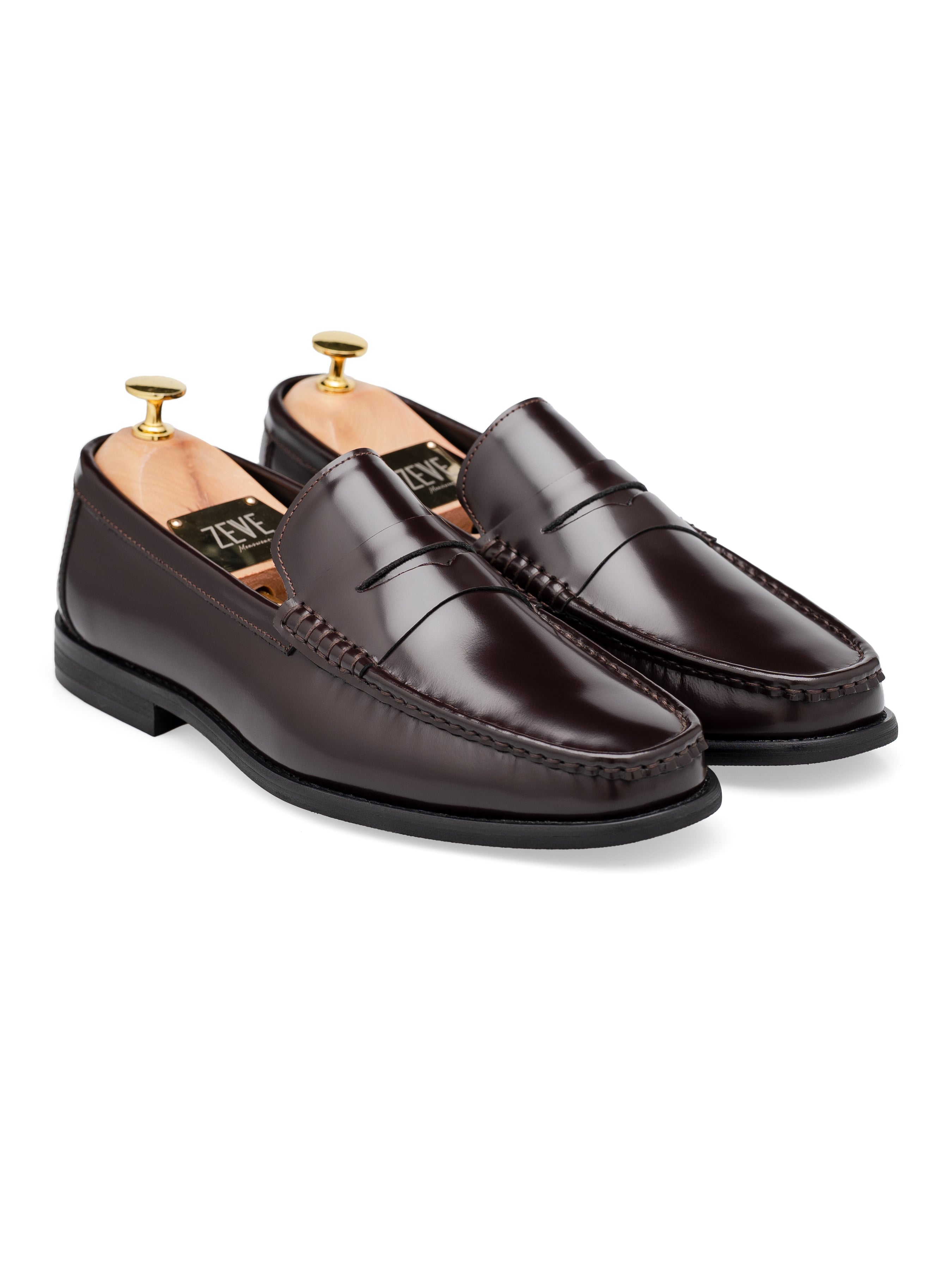 FrontMarcoPennyLoaferCoffeeBrownPolishedLeather - Zeve