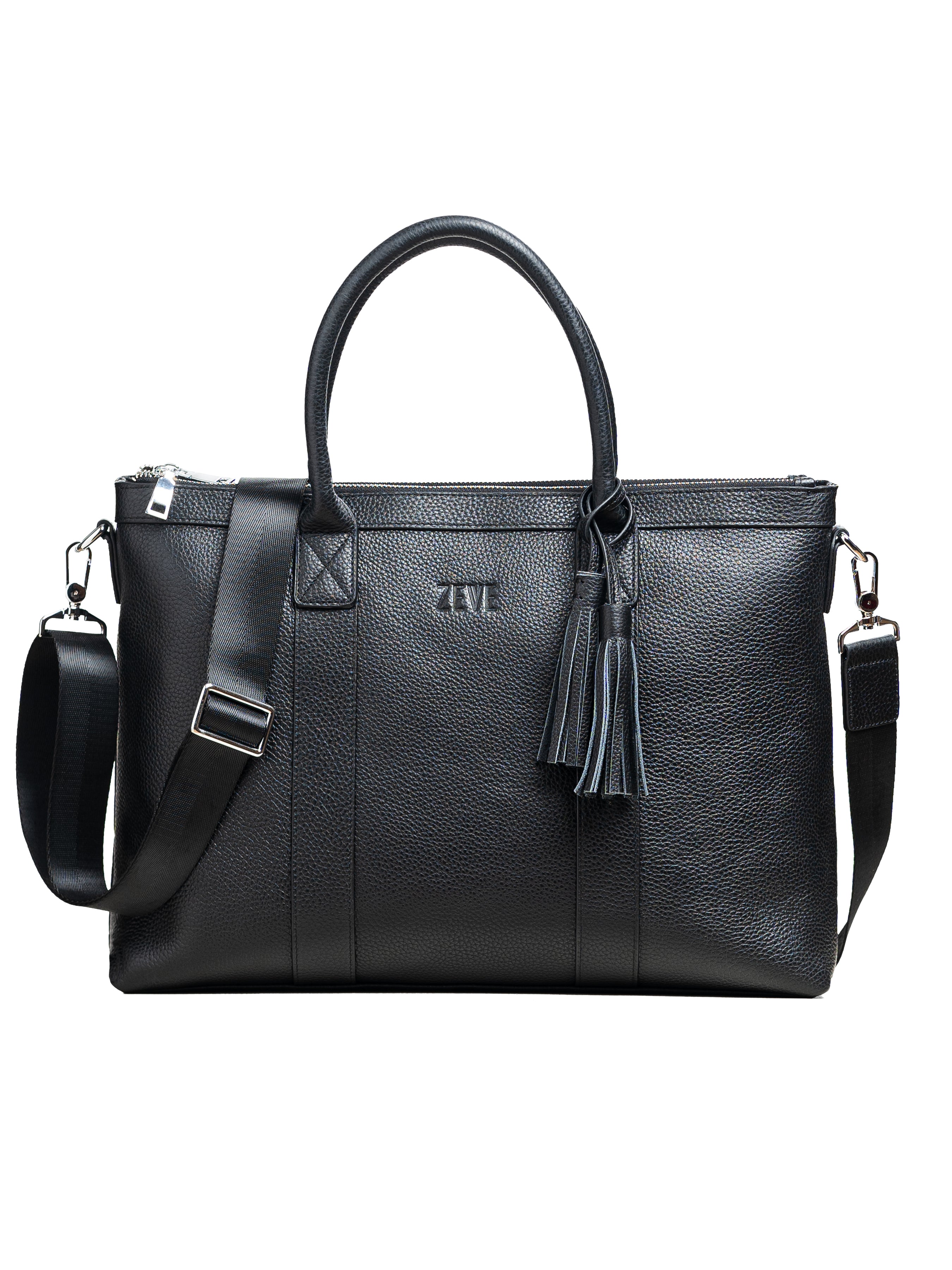 FrontSlingBellagioBriefcaseBlackGrainPebbleLeather_c508caca-acd8-4113-8c10-30650a1b52ed - Zeve