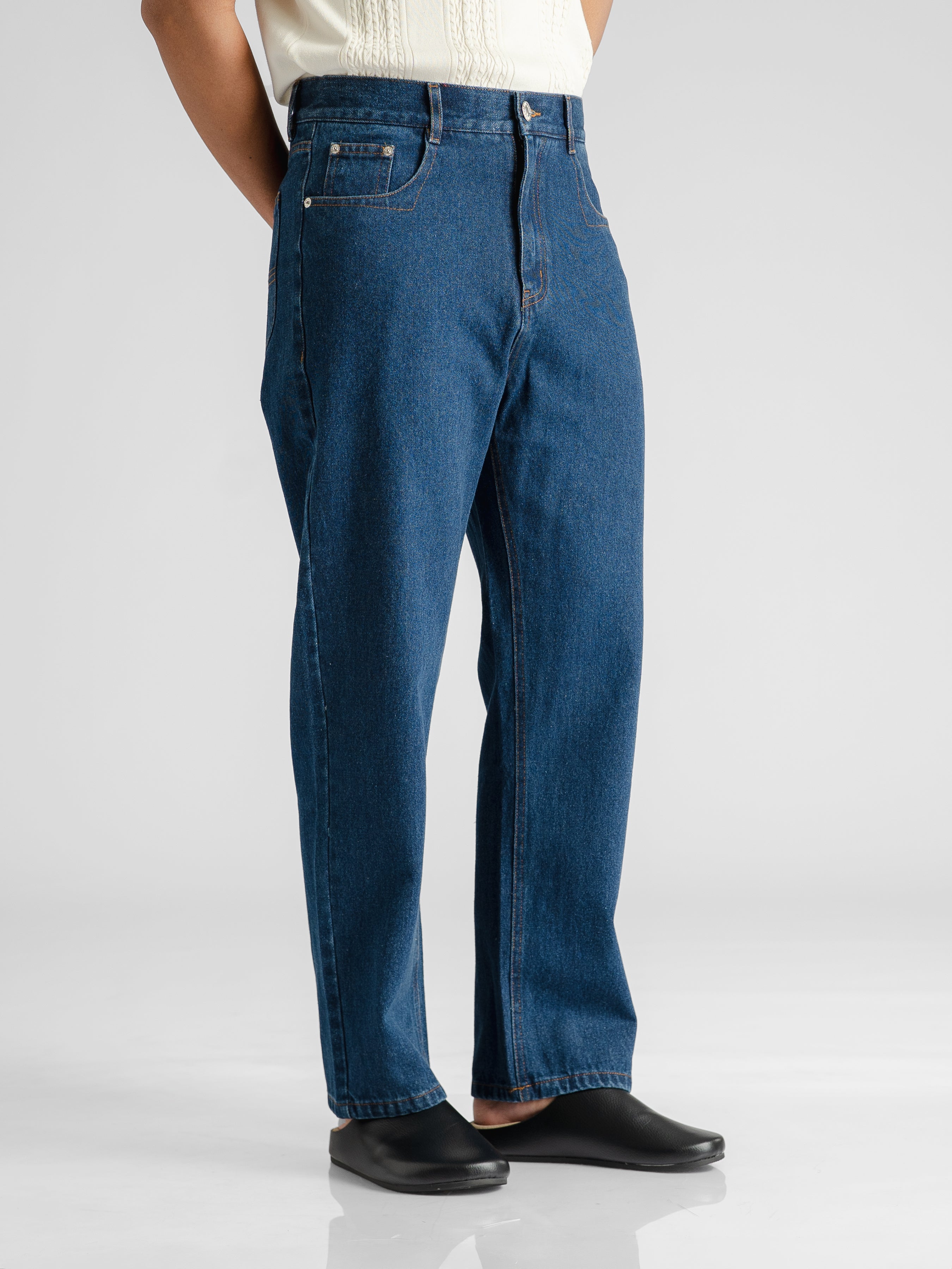 Palermo High Waisted Jeans - Dark Blue (Wide Fit)
