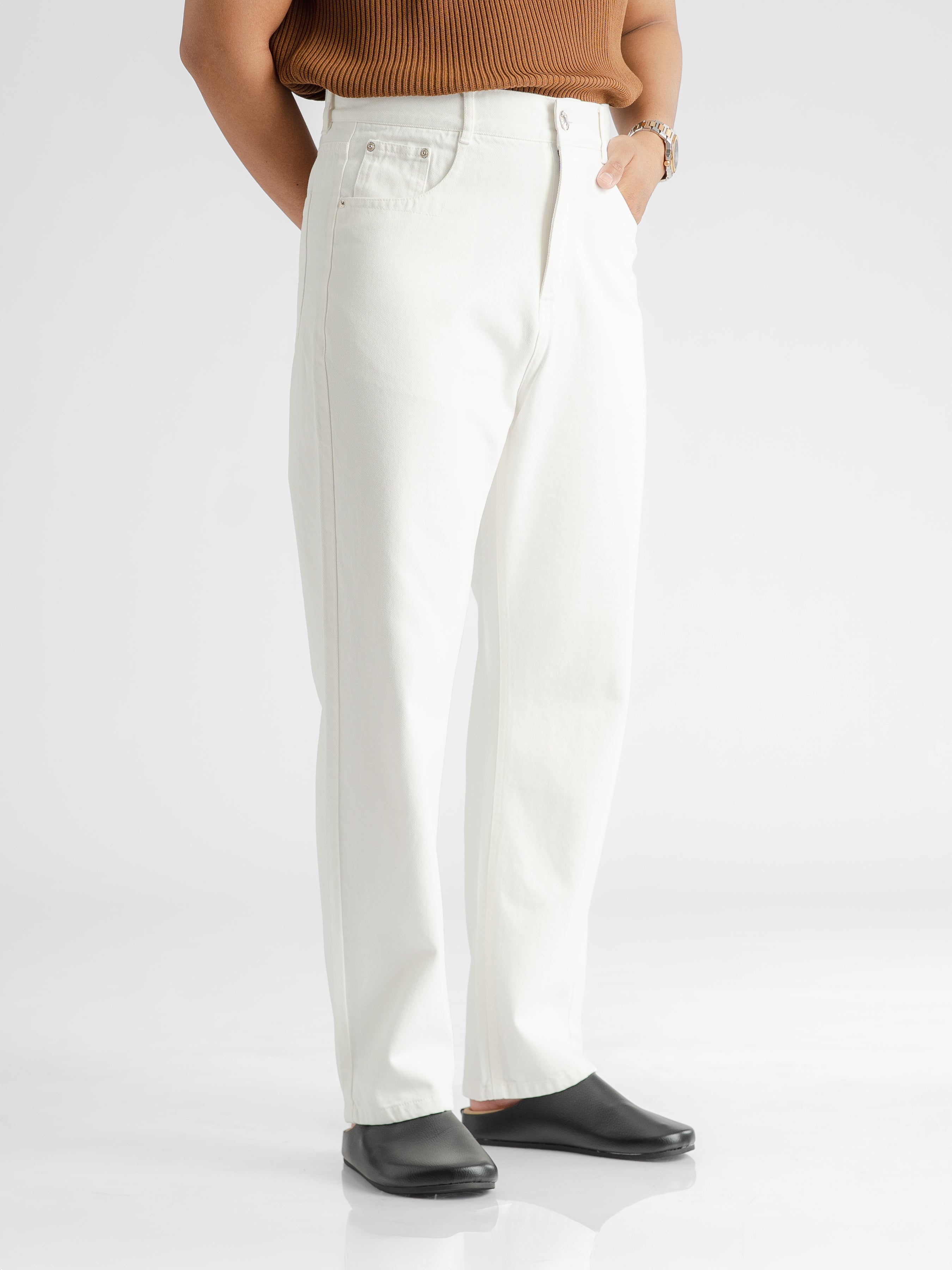 Palermo High Waisted Jeans - White (Wide Fit)