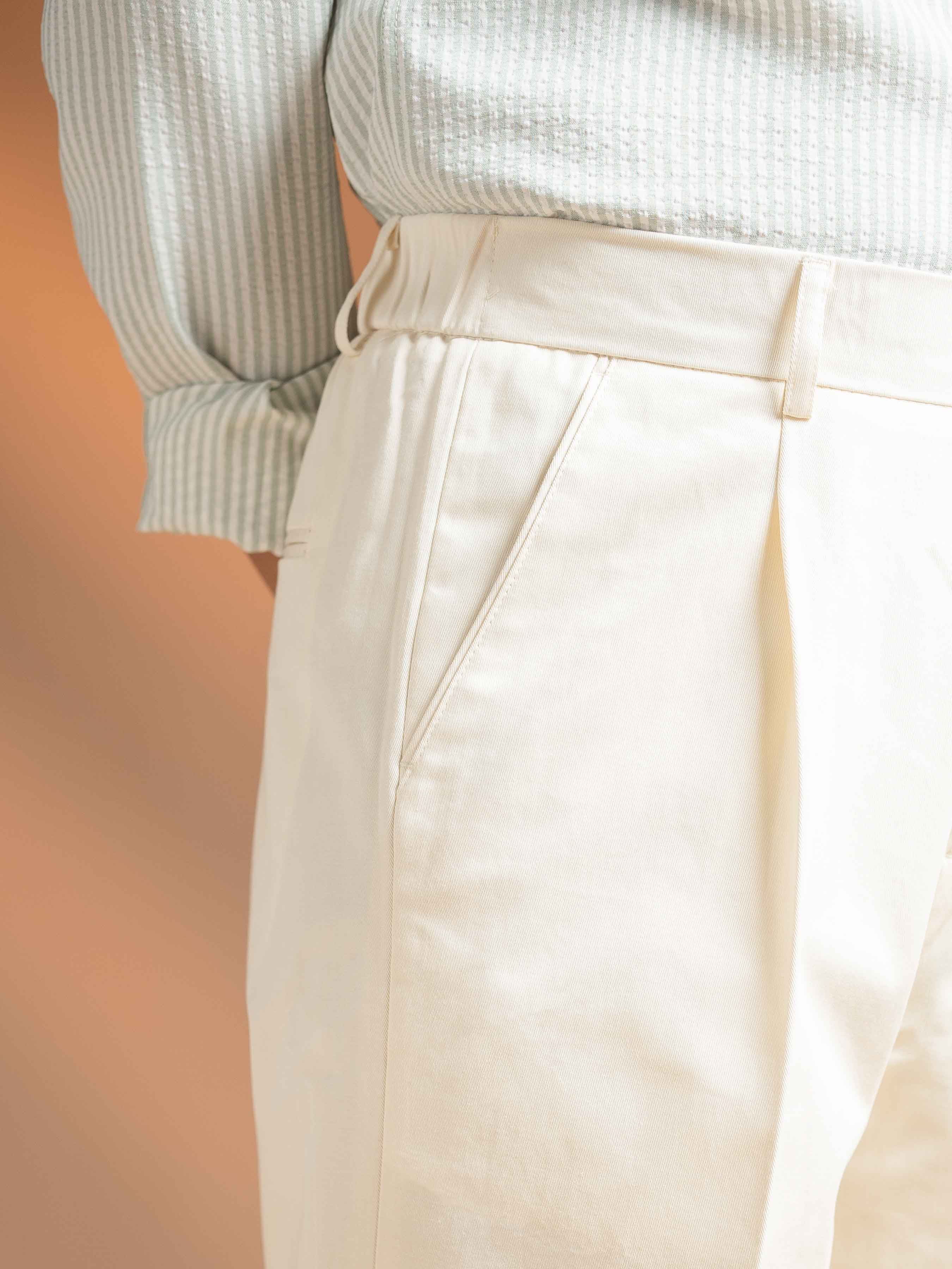 Giorgio Relaxed Trousers - White (Wide Fit)