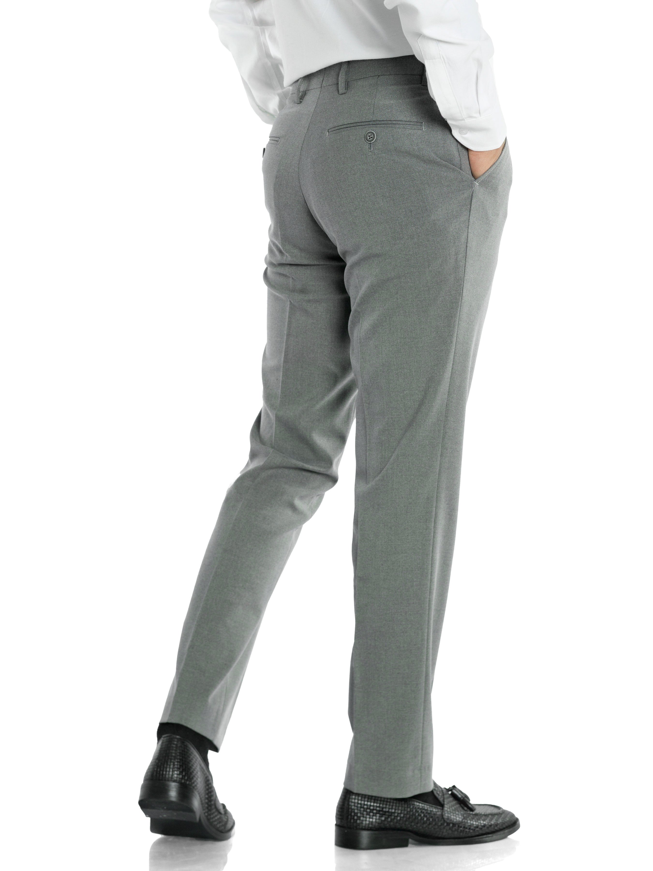 Trousers With Belt Loop - Grey Plain (Slim Straight)