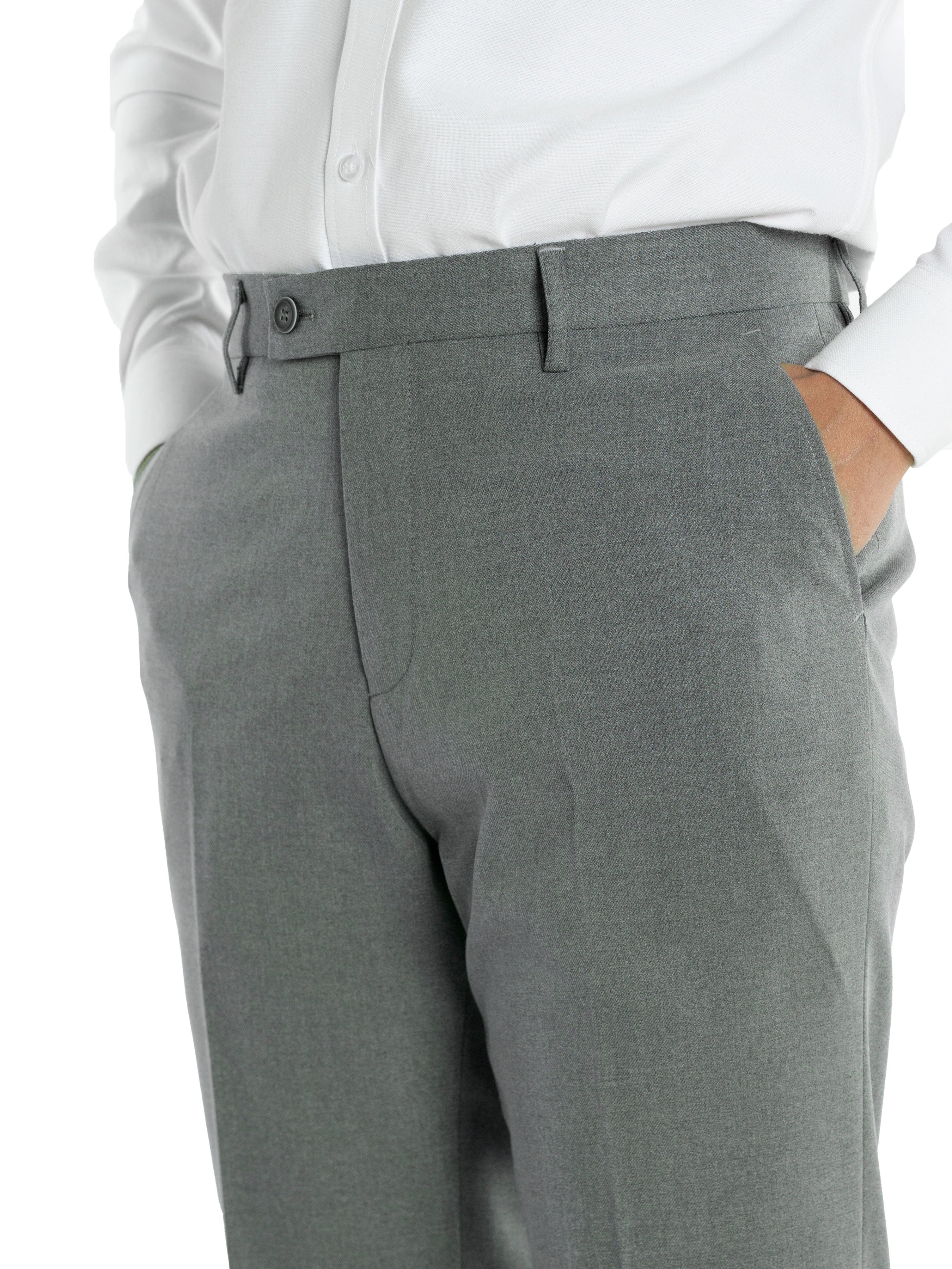 Trousers With Belt Loop - Grey Plain (Slim Straight)