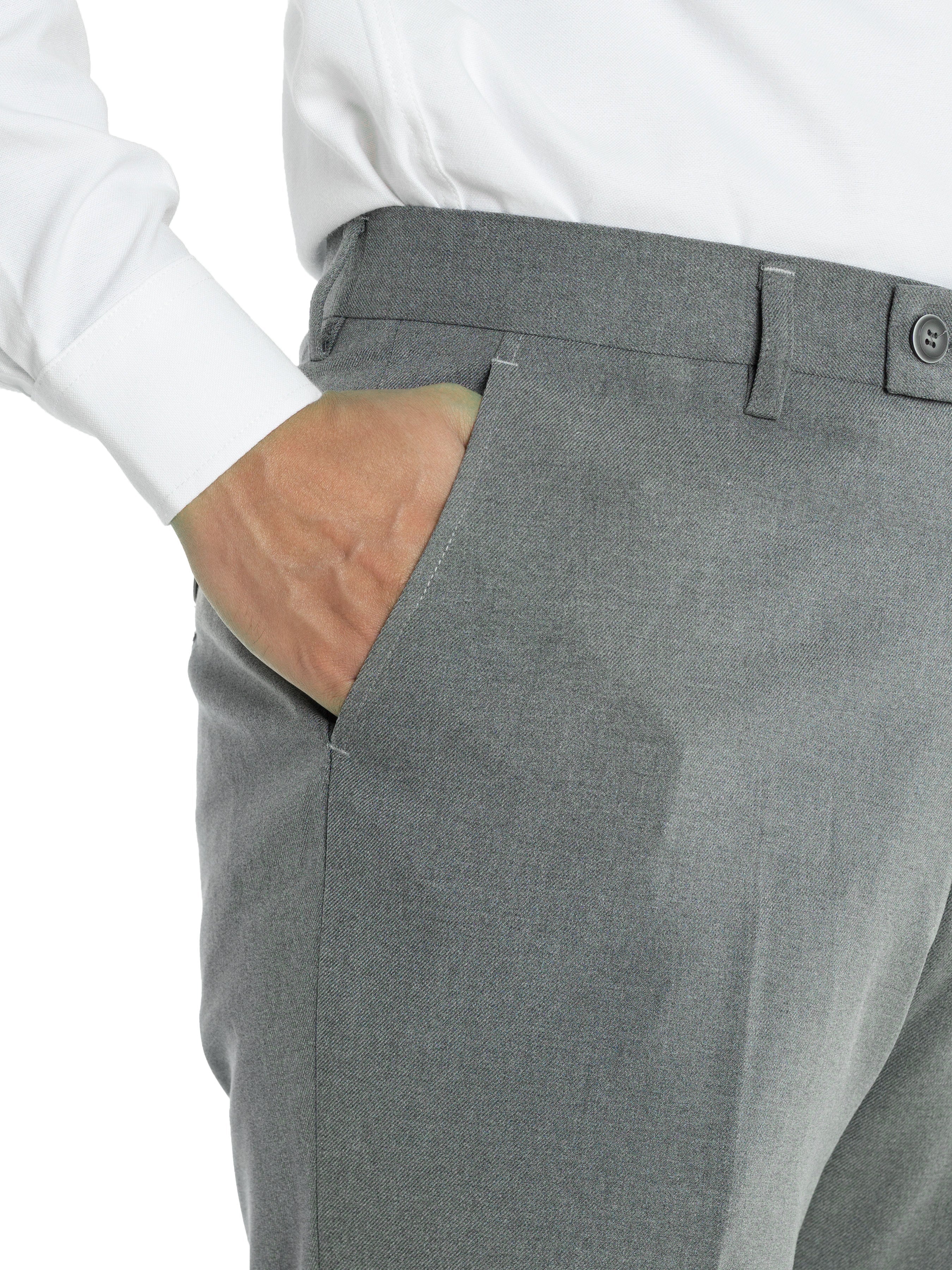 Trousers With Belt Loop - Grey Plain (Slim Straight)