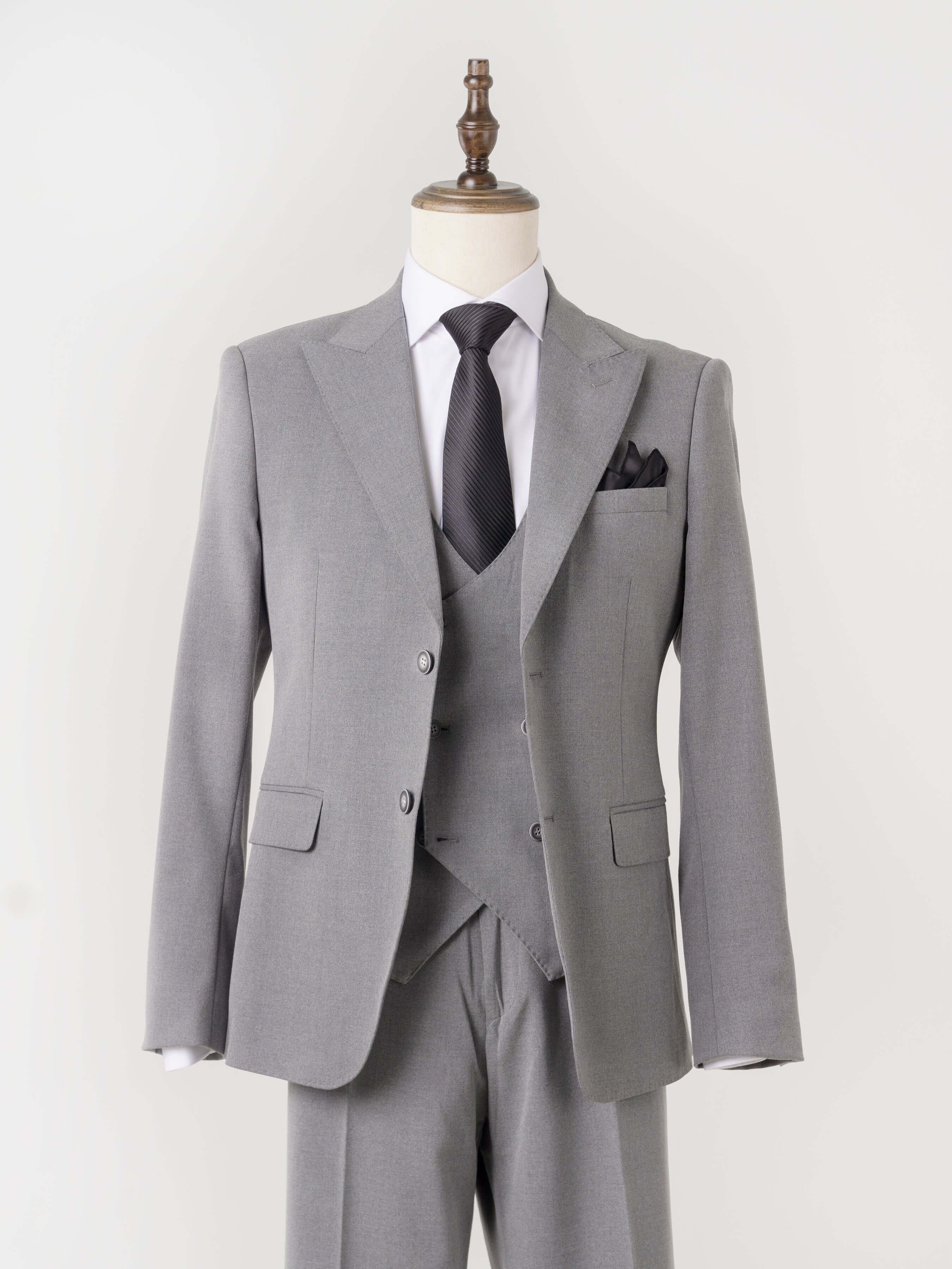 Double Row Button Vest - Grey Plain
