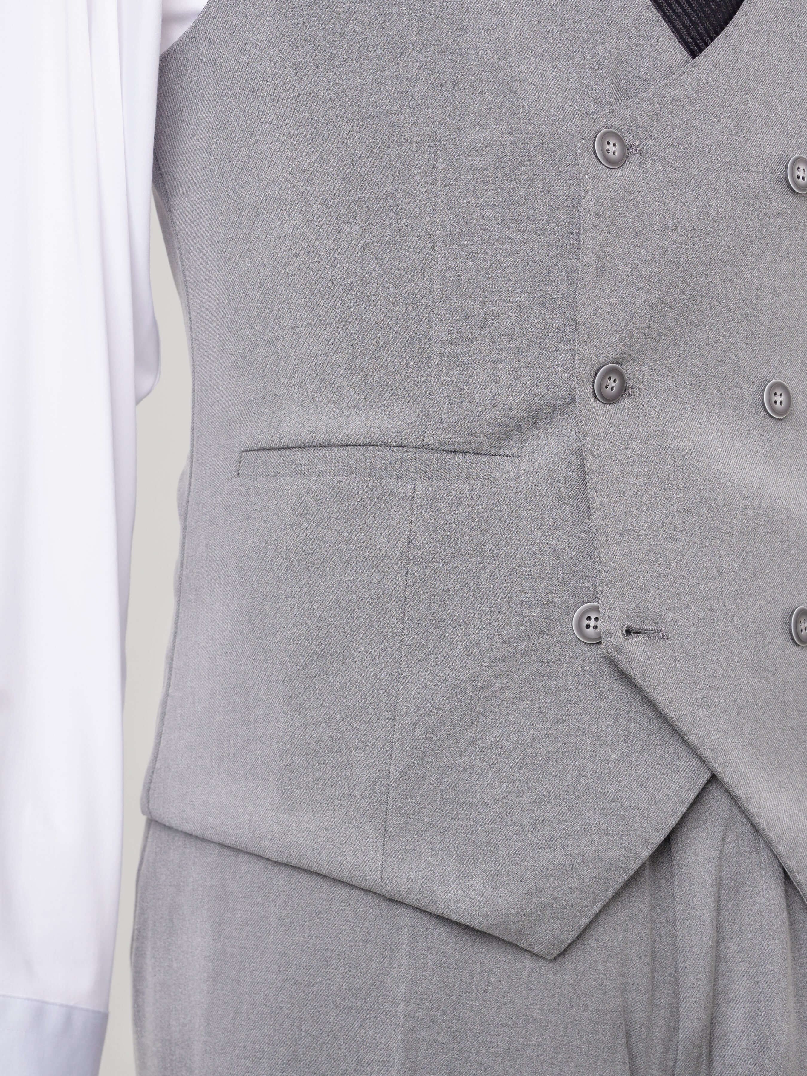 Double Row Button Vest - Grey Plain