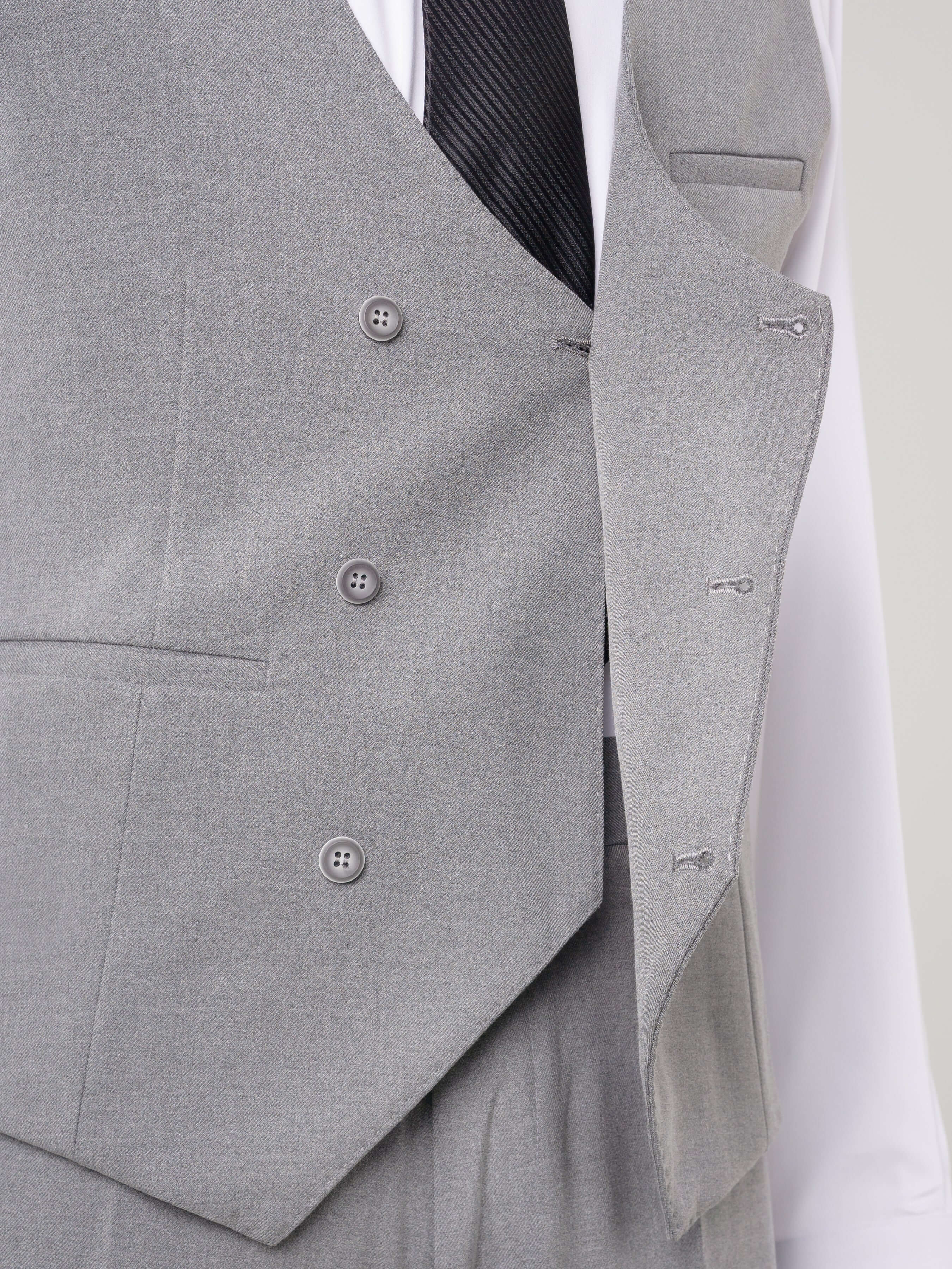 Double Row Button Vest - Grey Plain