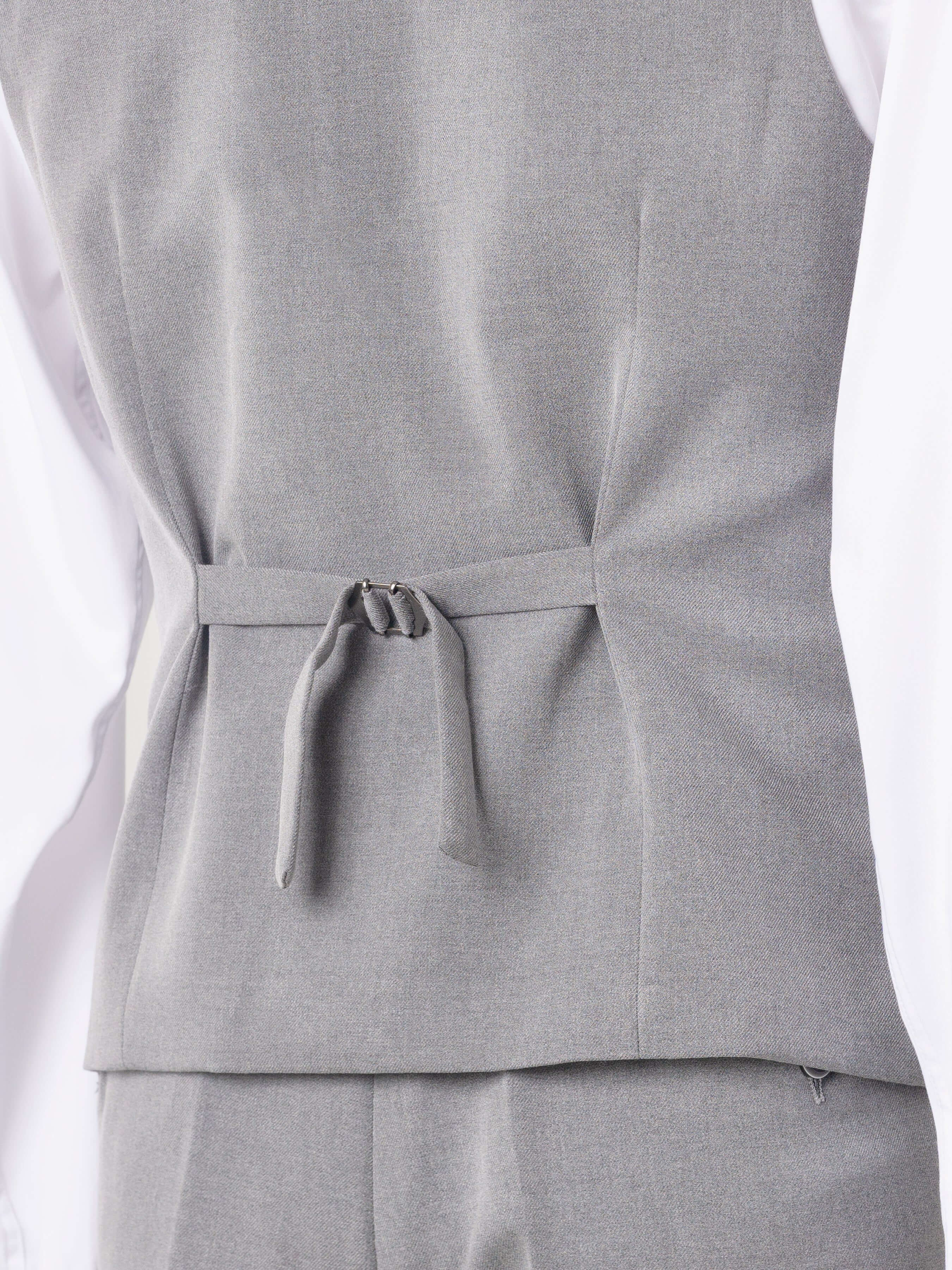 Double Row Button Vest - Grey Plain
