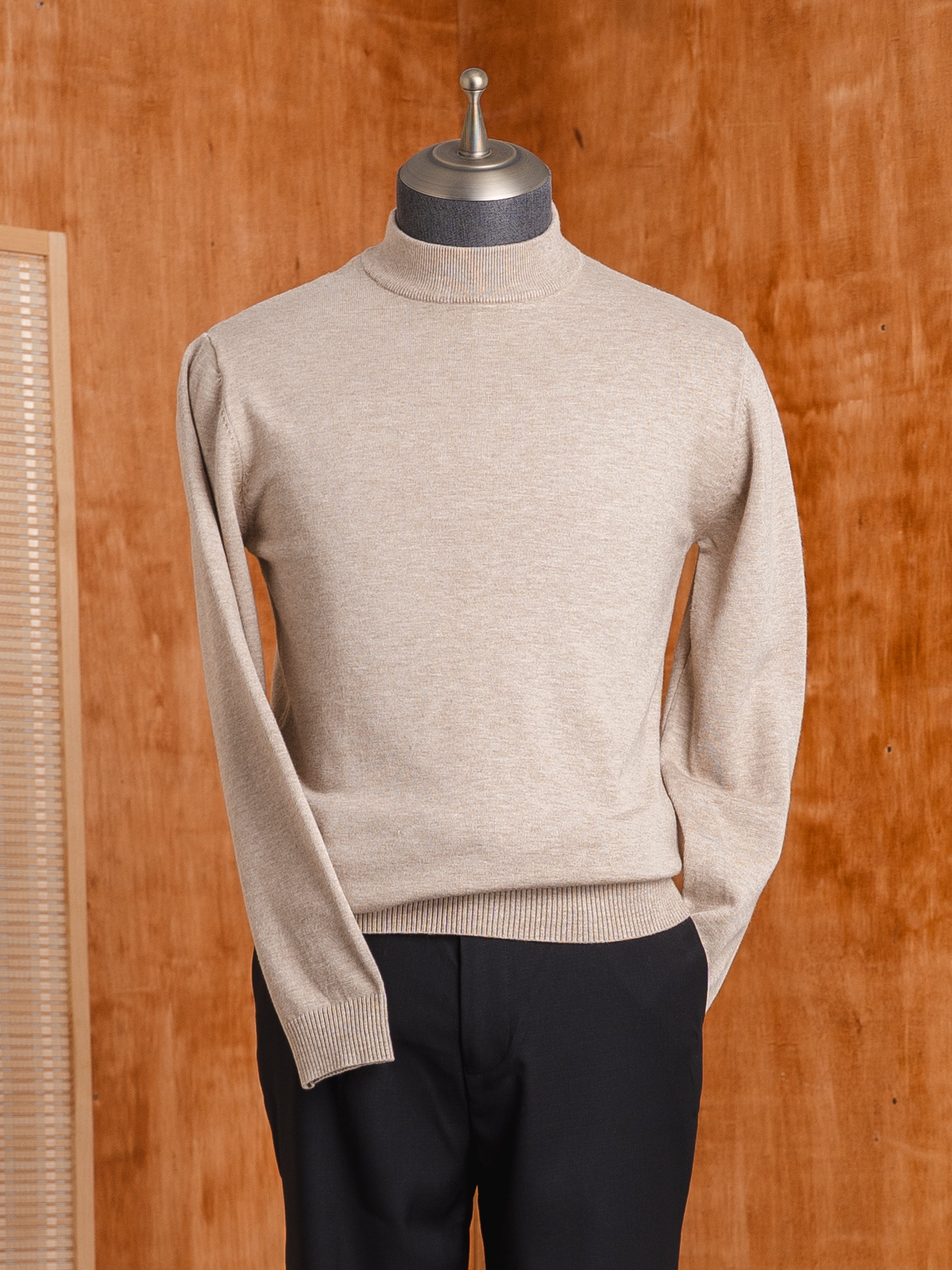 High Neck Sweater - Beige