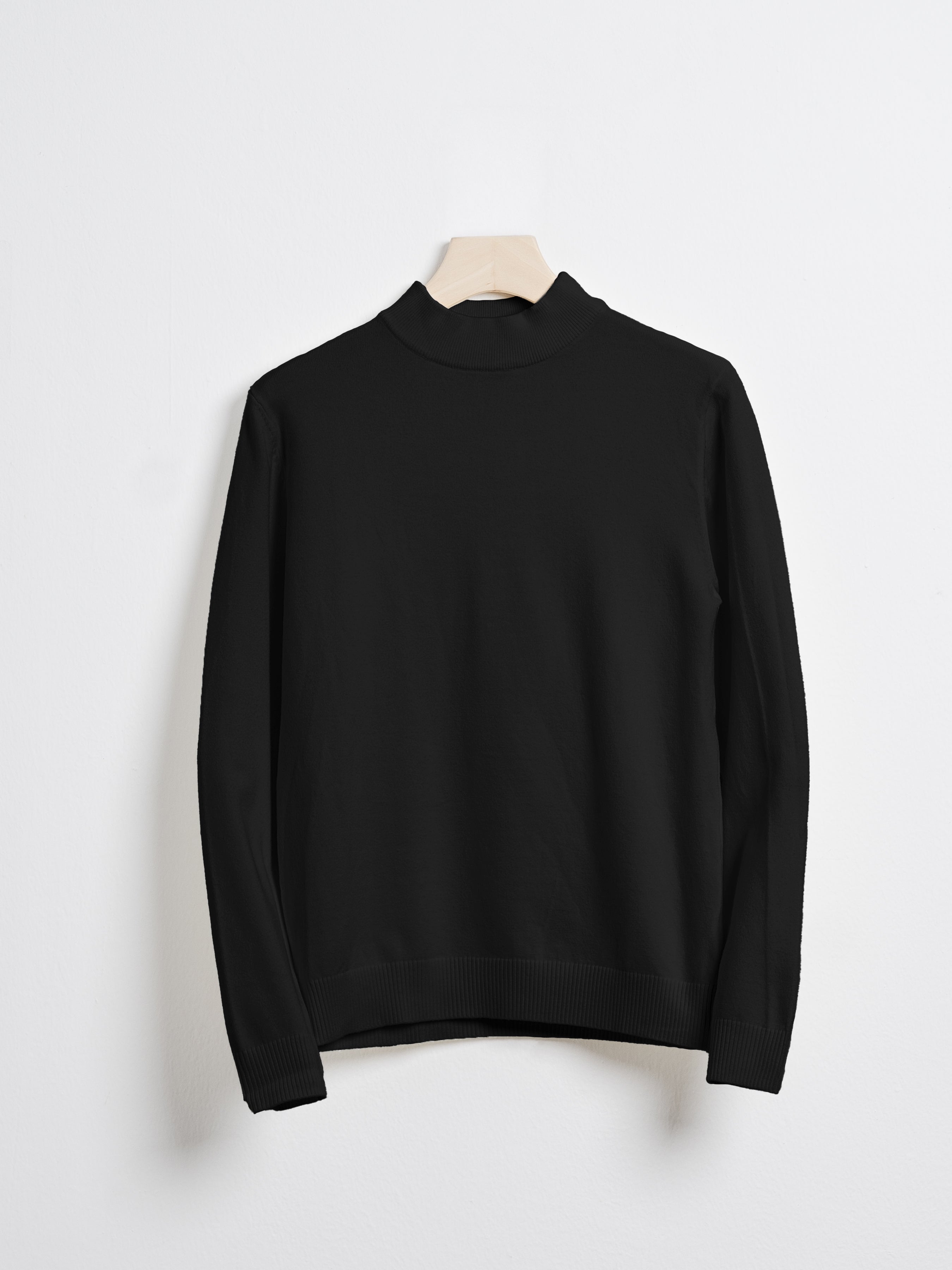 HighNeckSweaterBlack-Hanger - Zeve