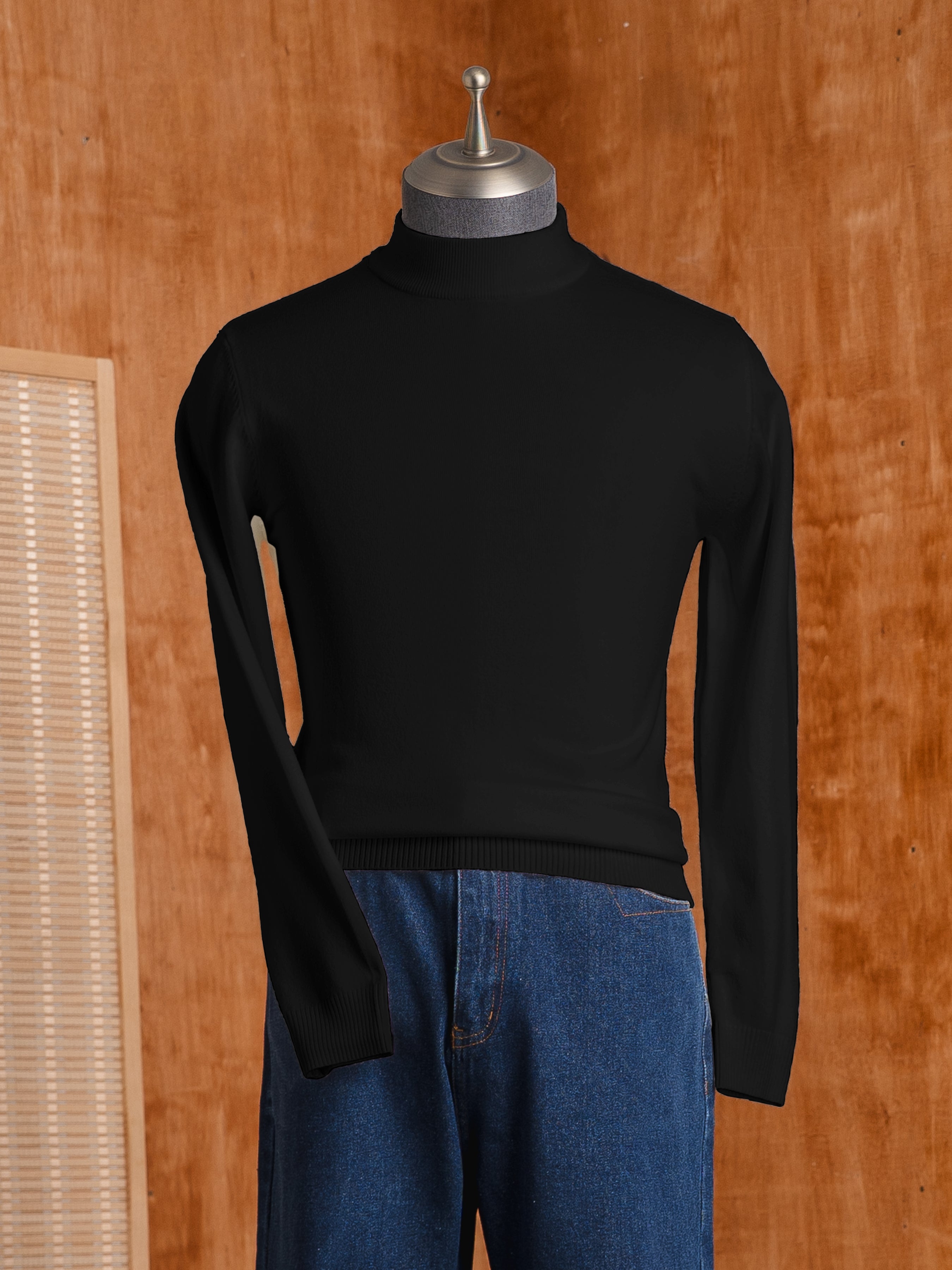 High Neck Sweater - Black