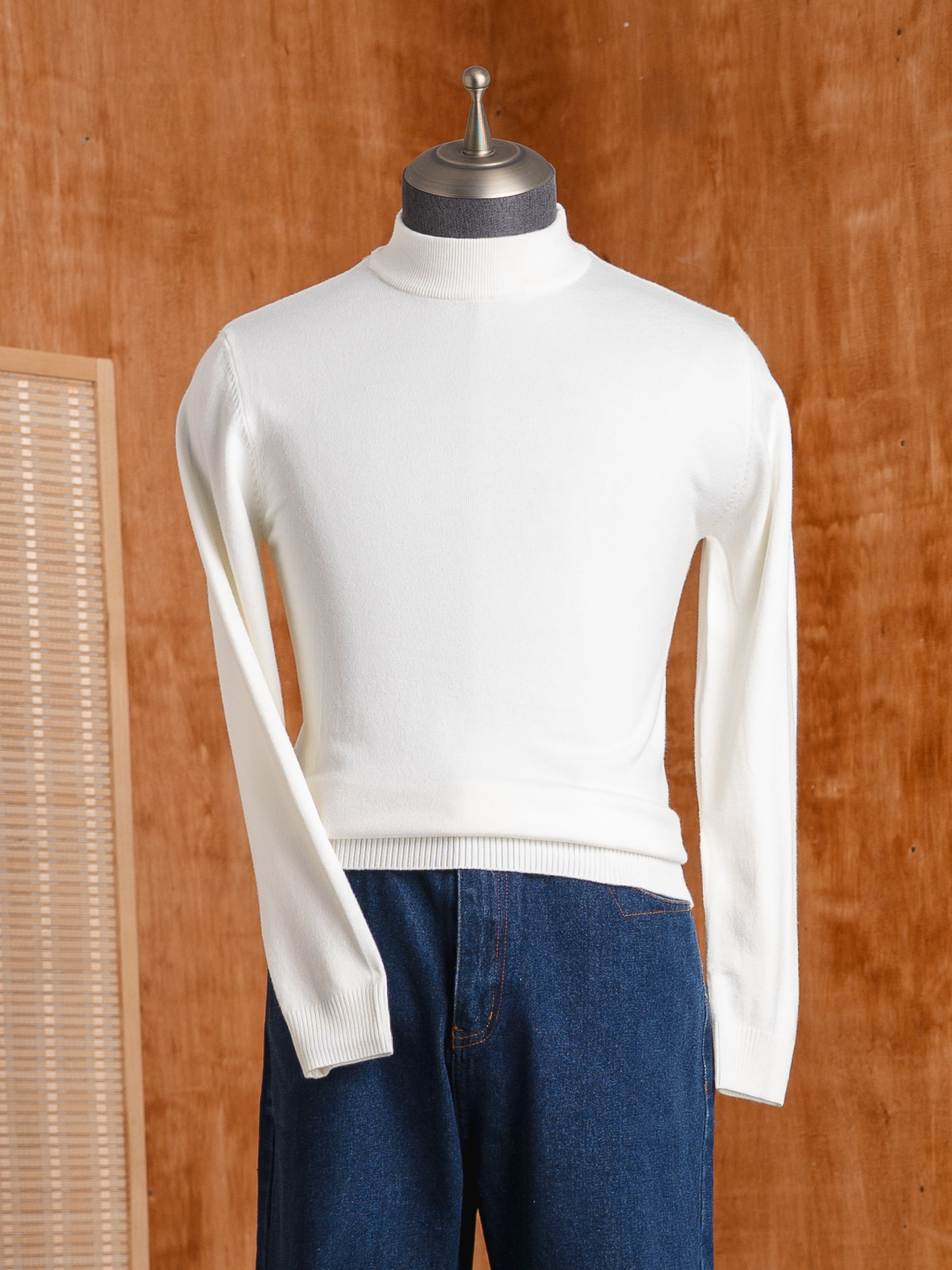 High Neck Sweater - White