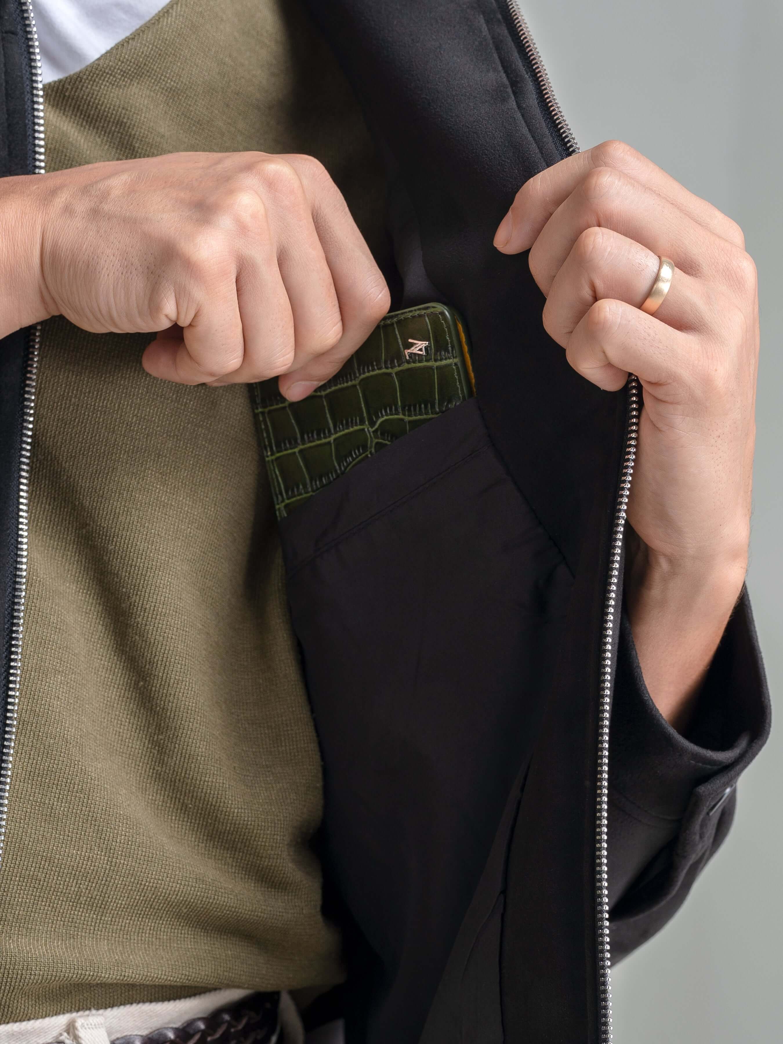 Suede Jacket With Zipper - Black