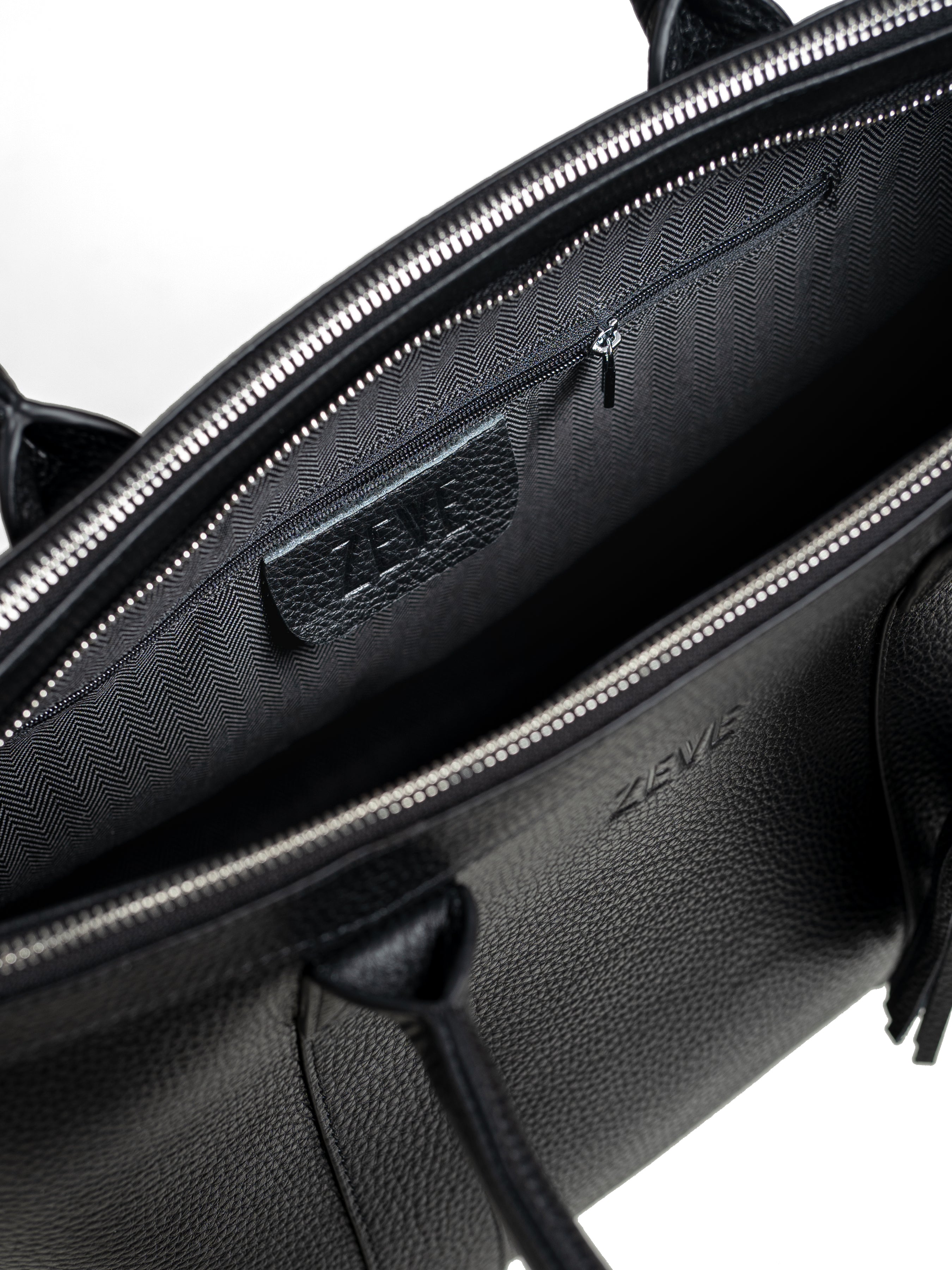 InsideBellagioBriefcaseBlackGrainPebbleLeather - Zeve