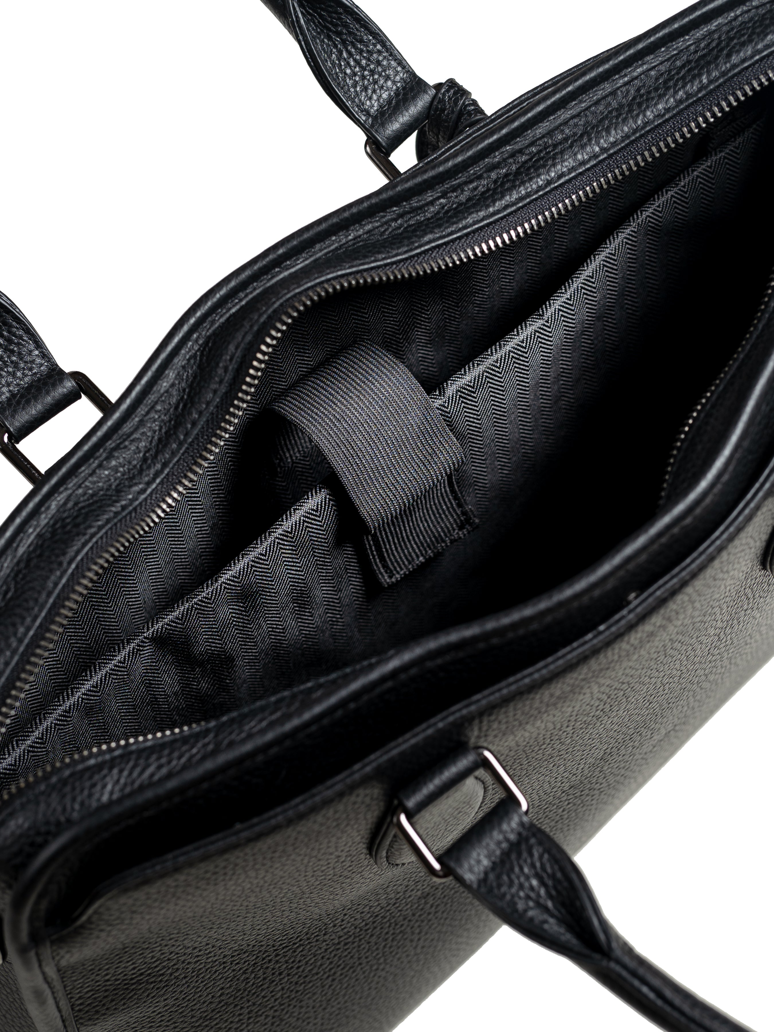 InsideBellunoBriefcaseBlackPebbleLeather - Zeve