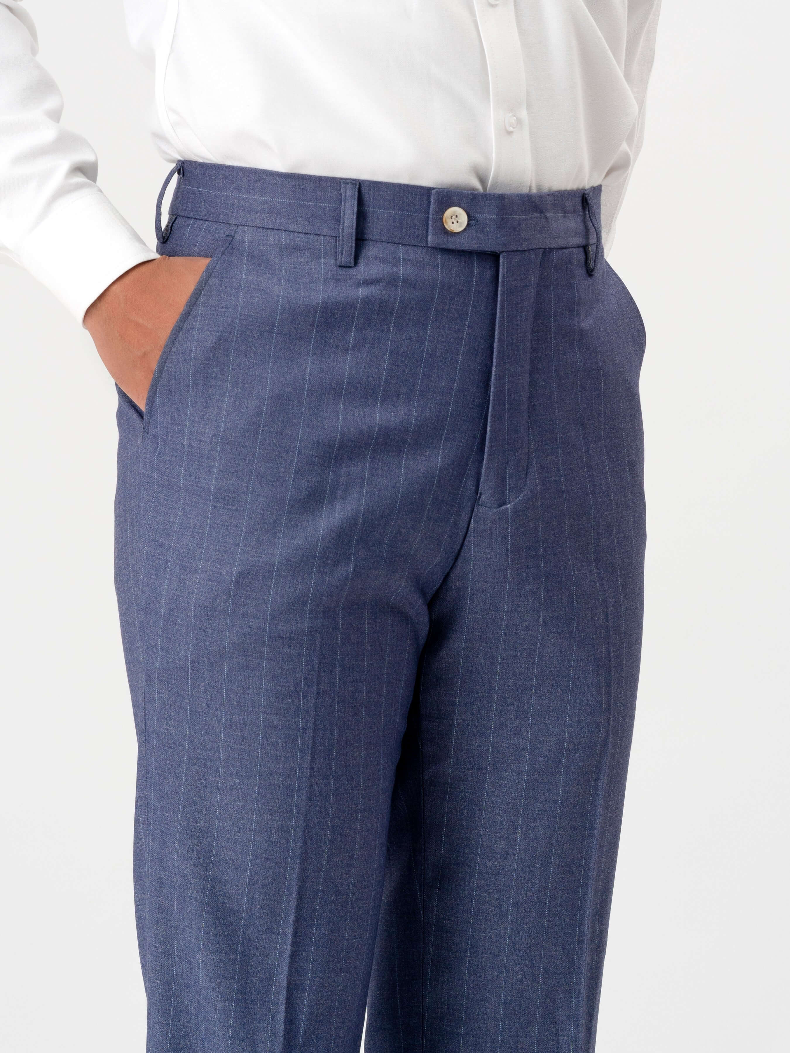 Trousers With Belt Loop - Iris Blue Stripe (Slim Straight)