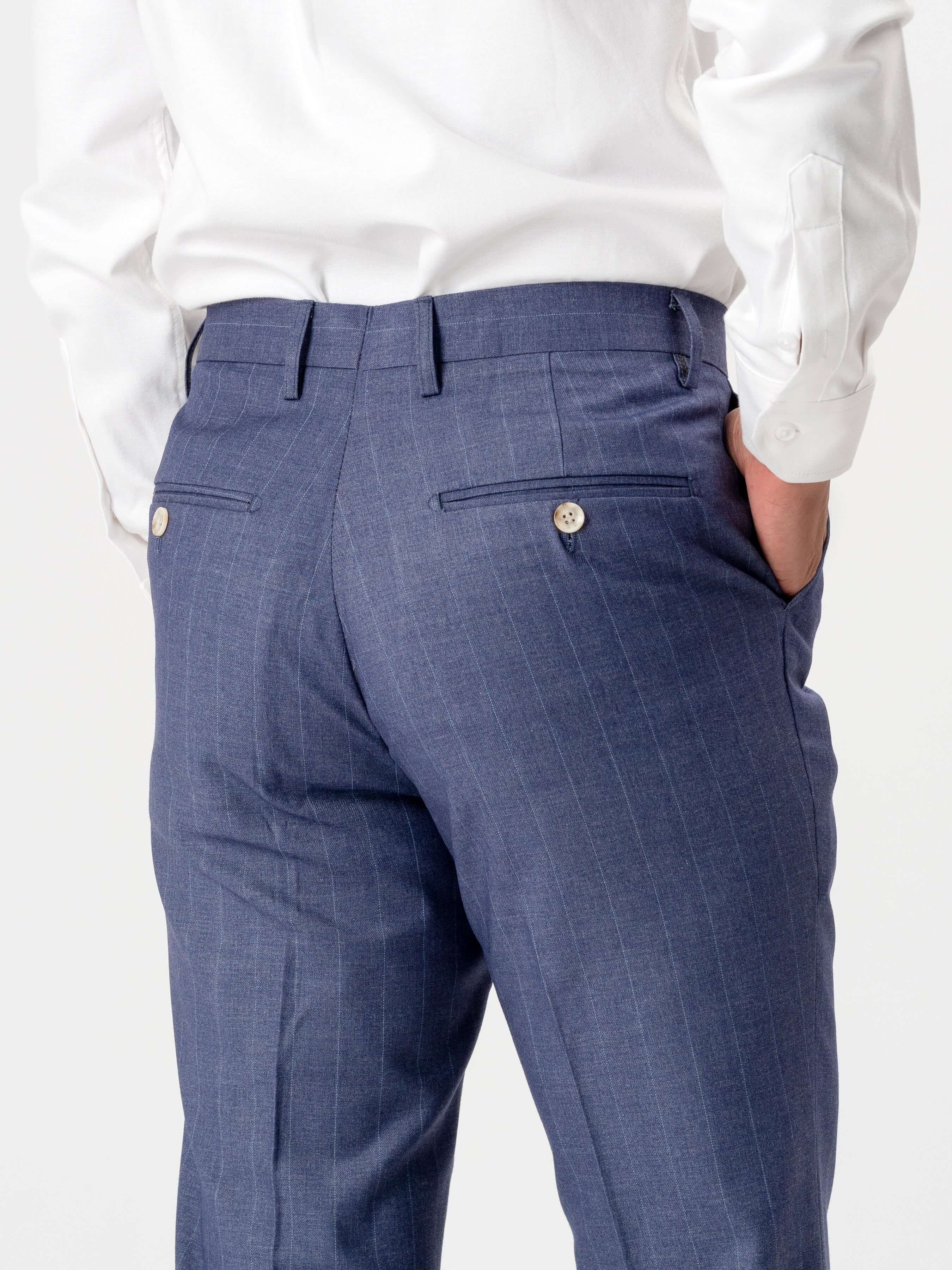 Trousers With Belt Loop - Iris Blue Stripe (Slim Straight)