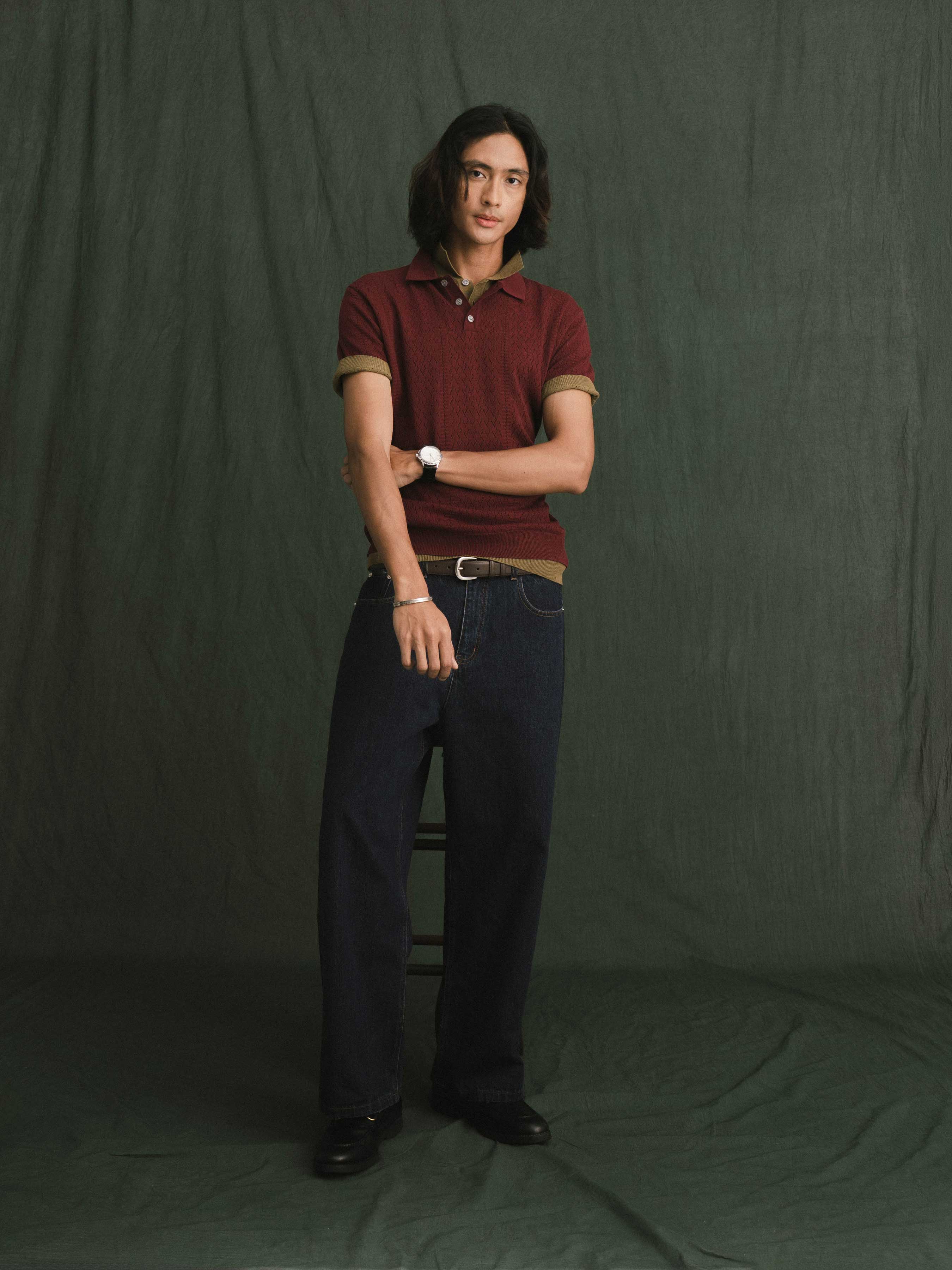 Kael Knit Polo Tee - Dark Red