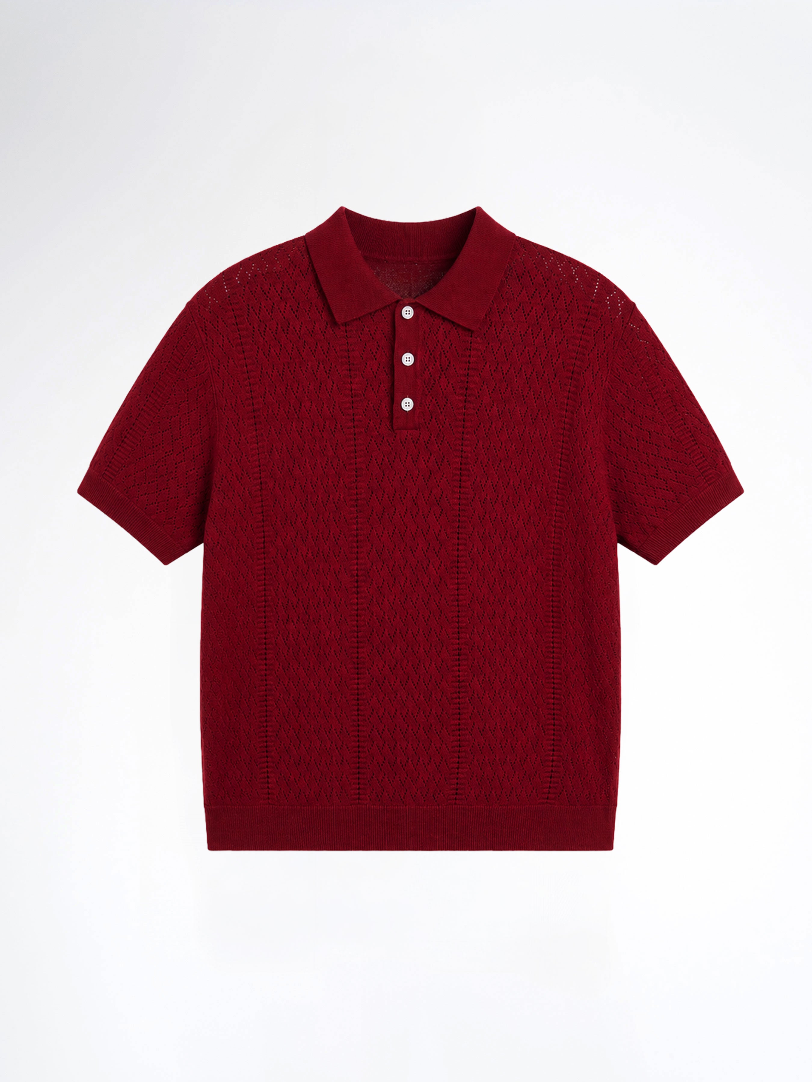 Kael Knit Polo Tee - Dark Red