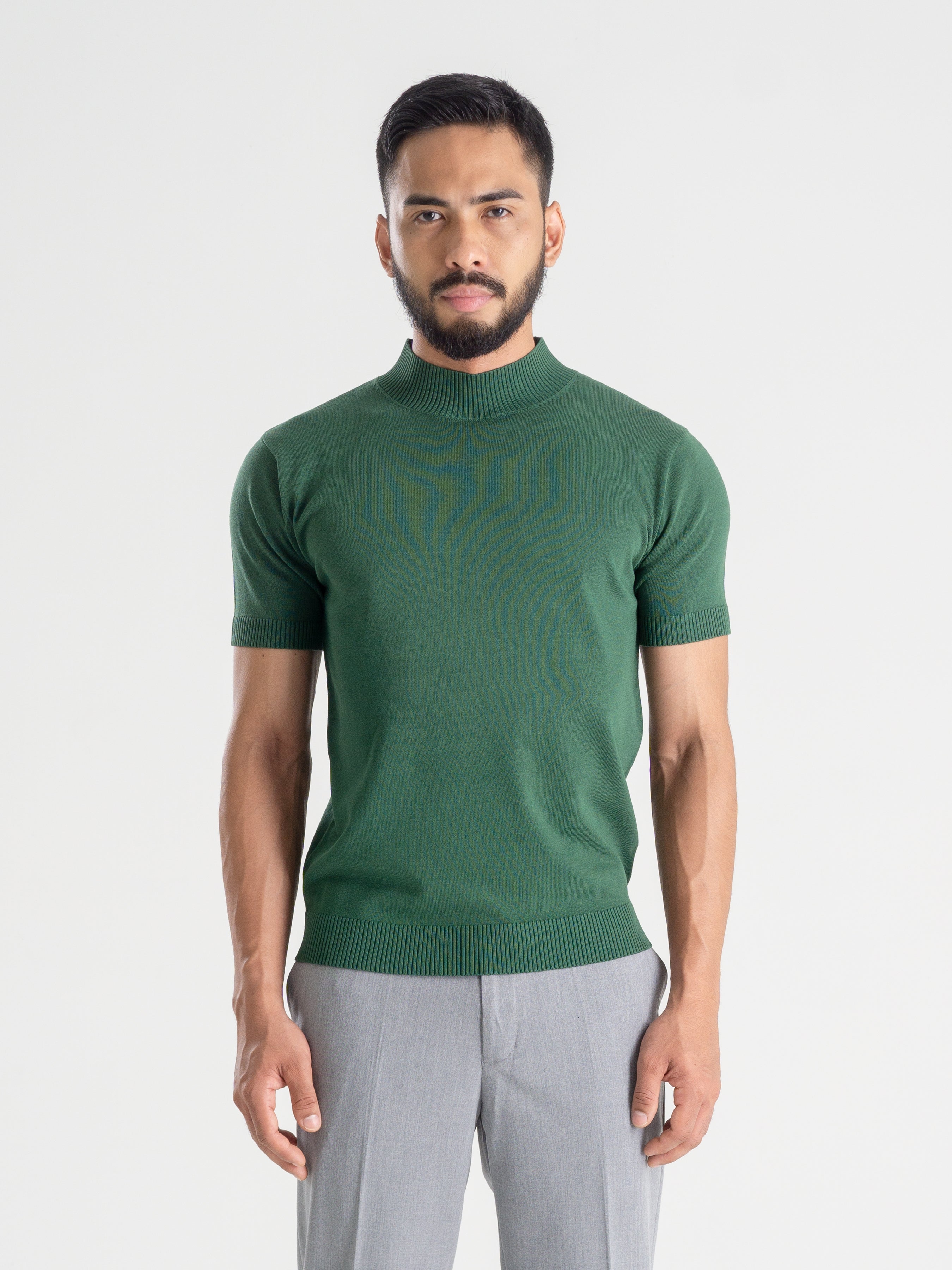 Knit-Crew-Neck-Tee-Green_01 - Zeve