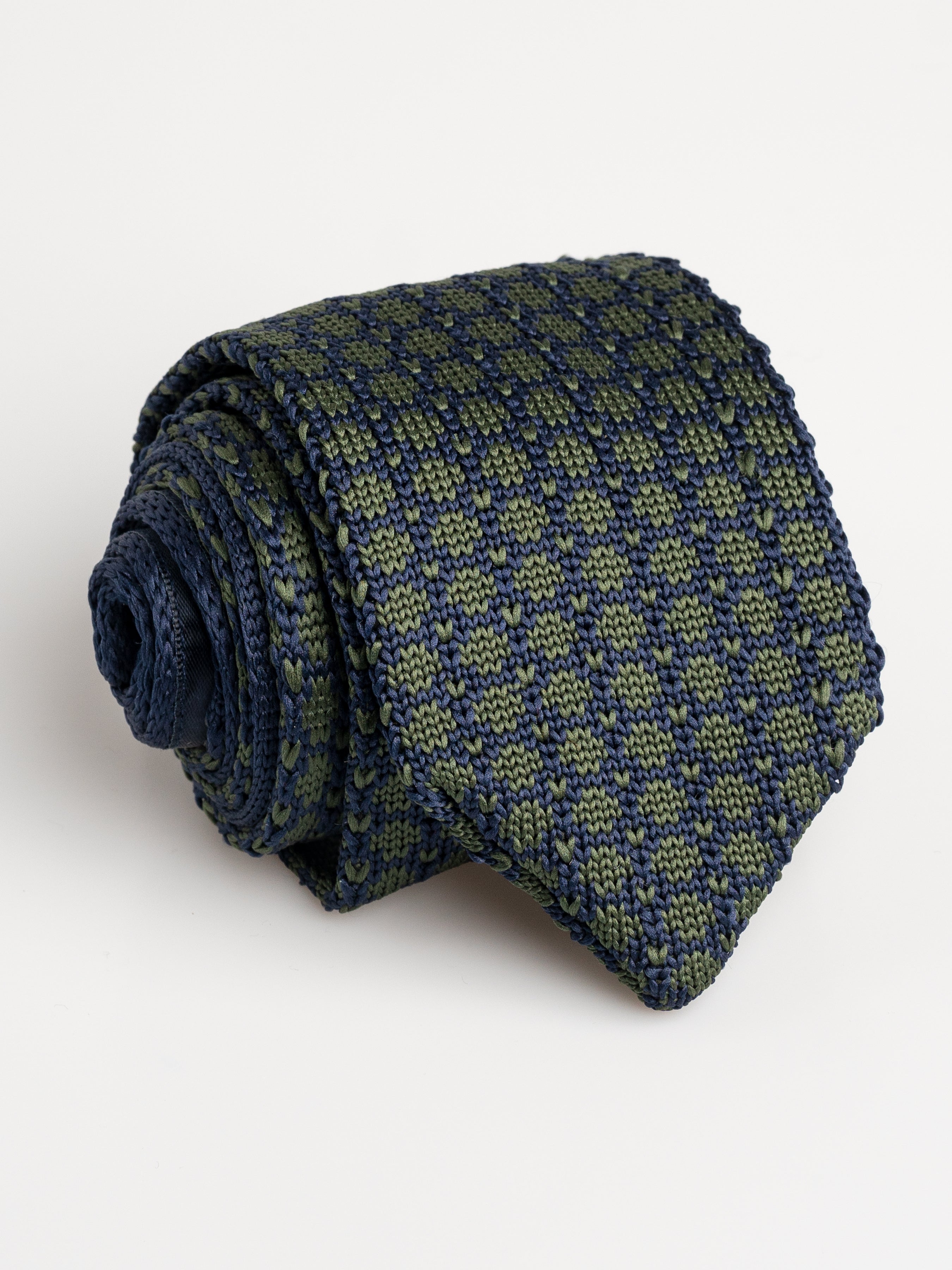 Knit-Tie-Blue-Geo-Olive-Green - Zeve