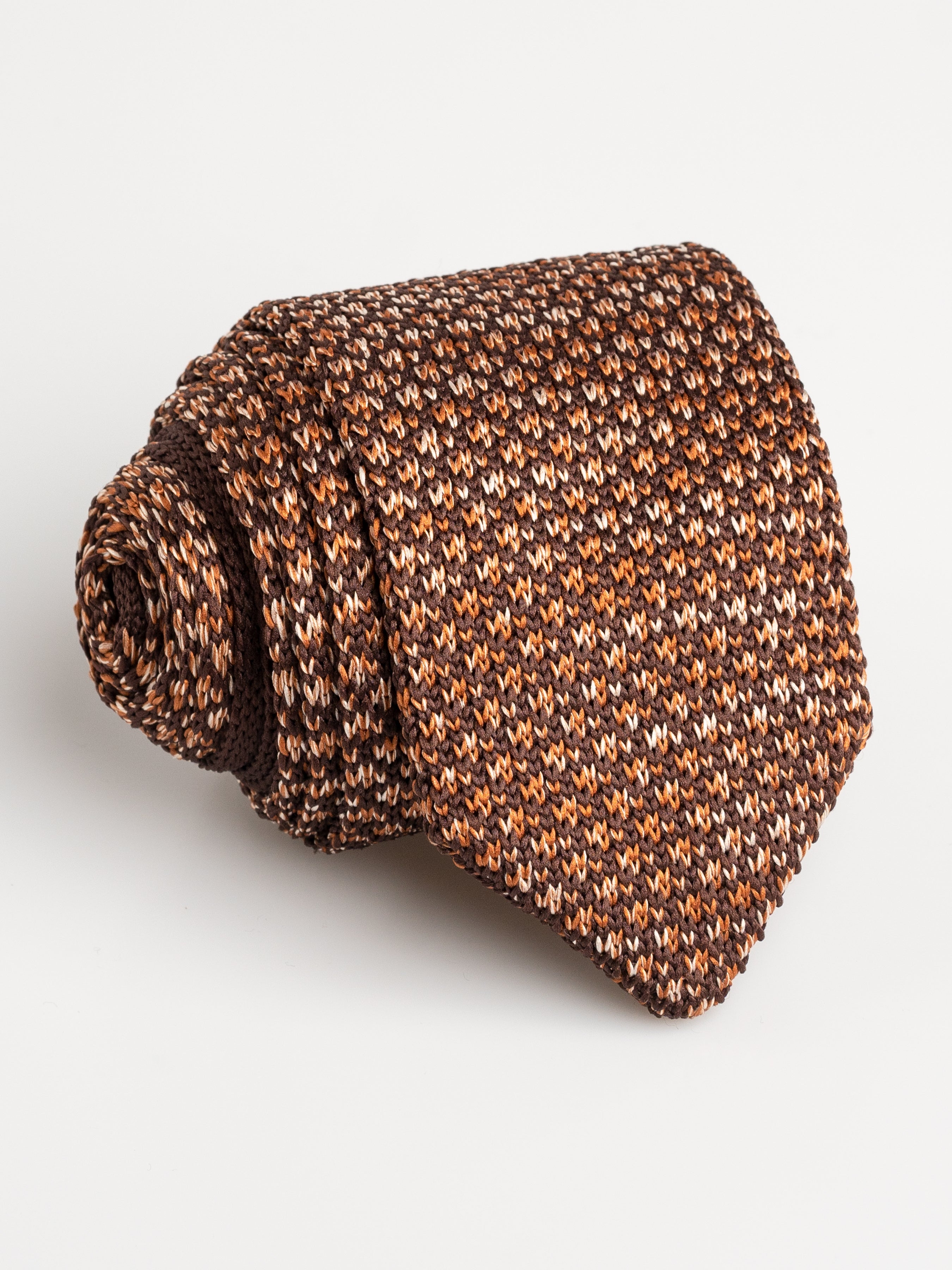 Knit-Tie-Coffee-with-Brown-Dots - Zeve