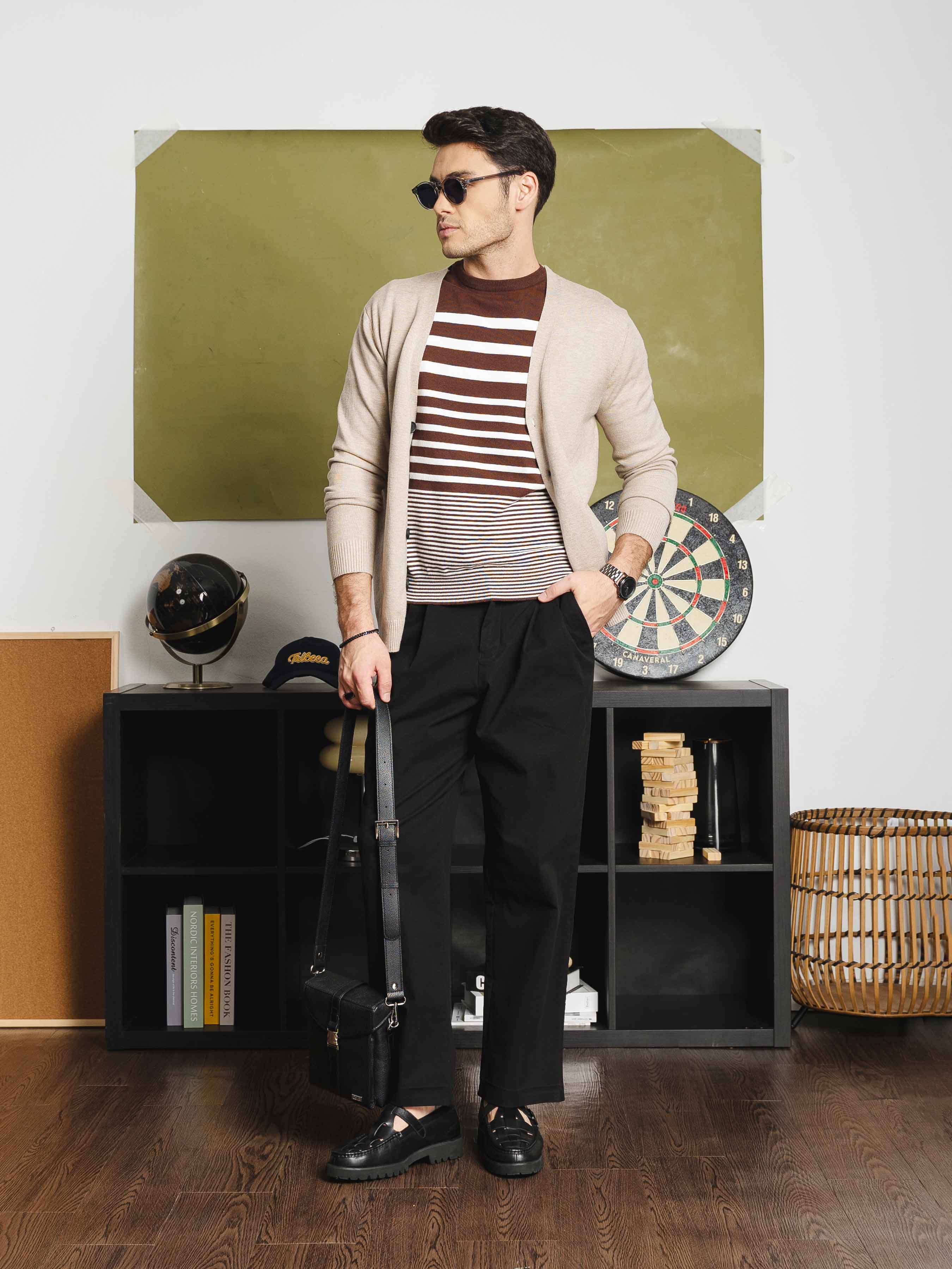 Knit Cardigan - Beige Button-Up