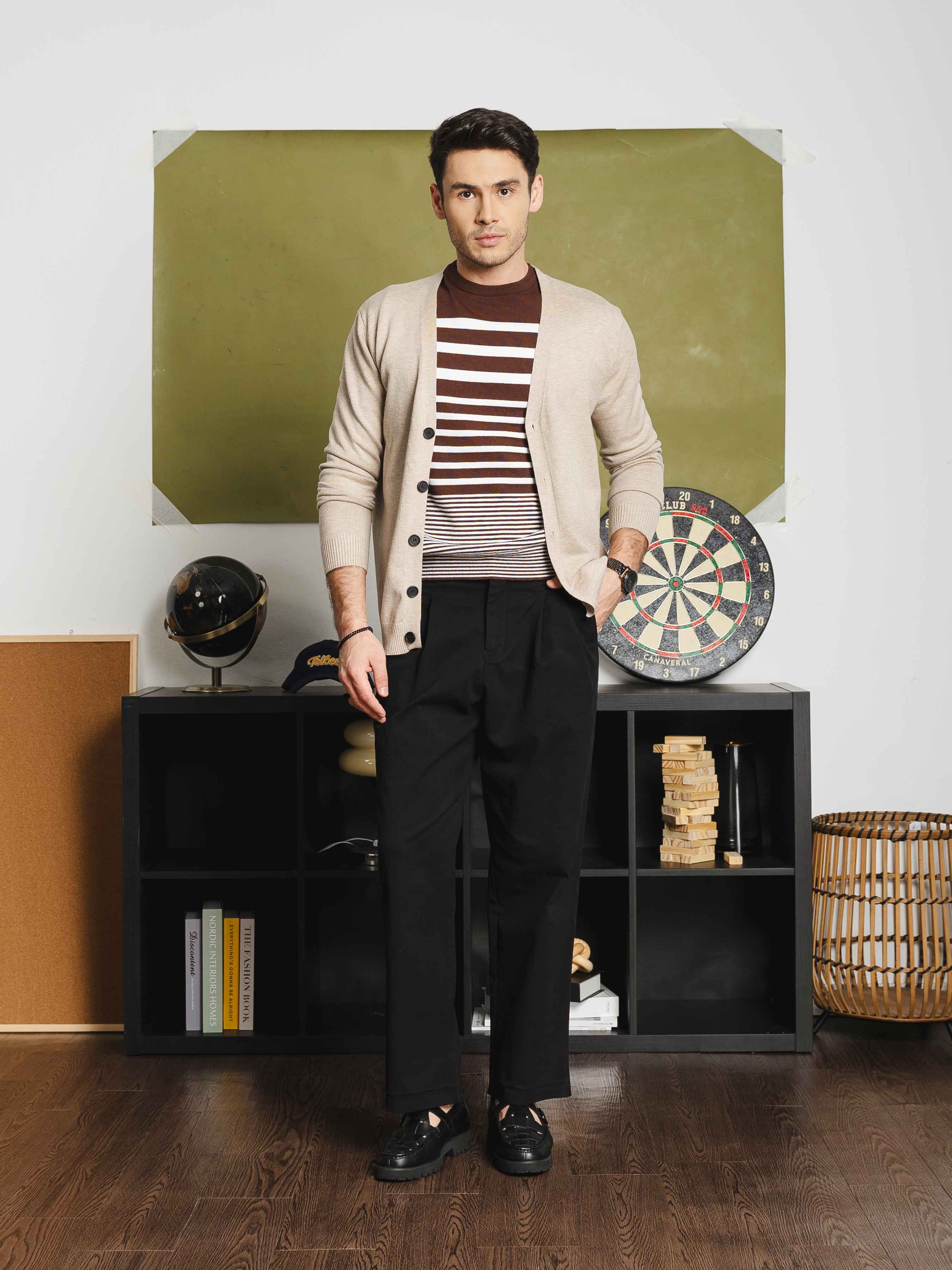 Knit Cardigan - Beige Button-Up