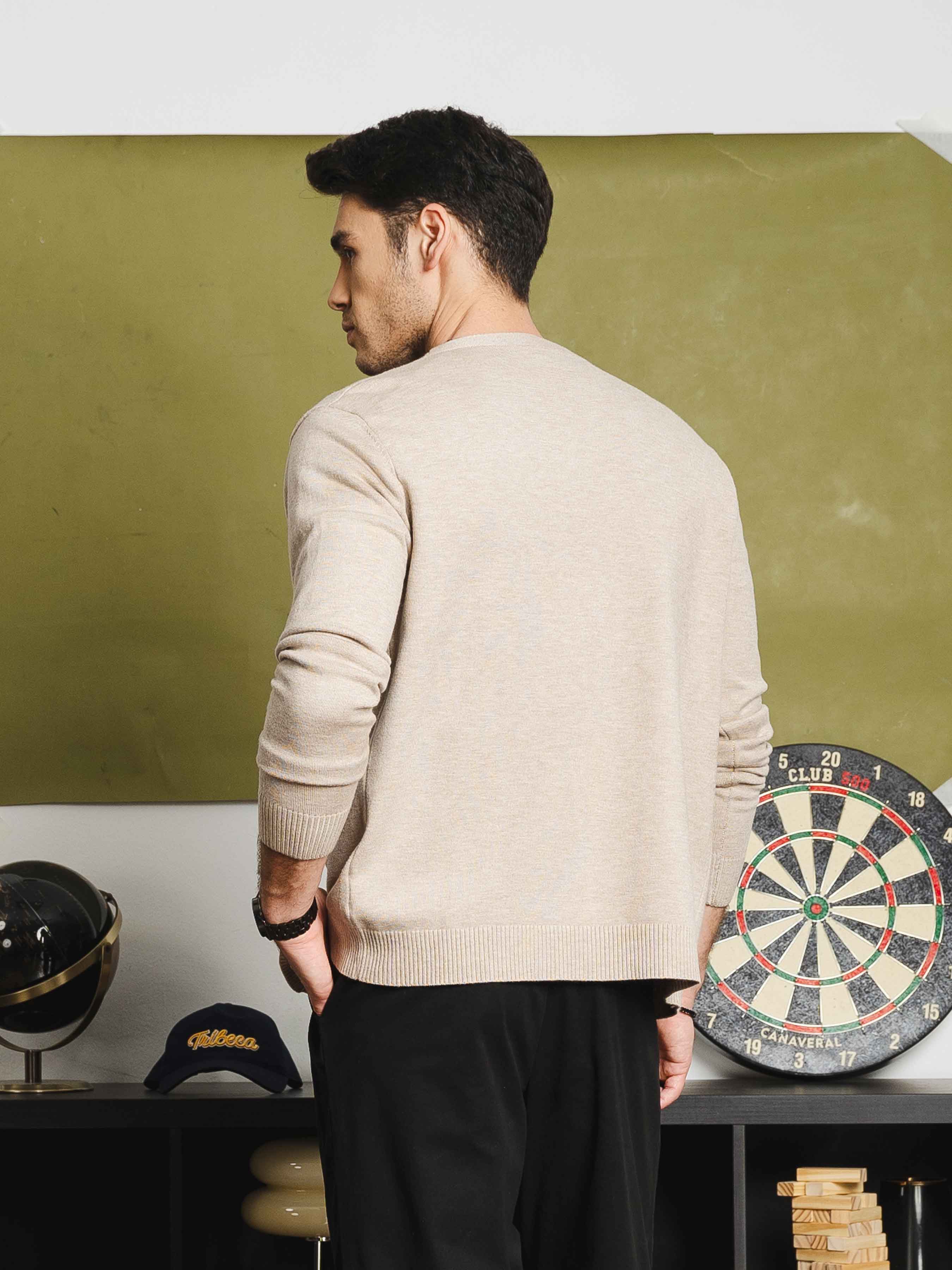 Knit Cardigan - Beige Button-Up